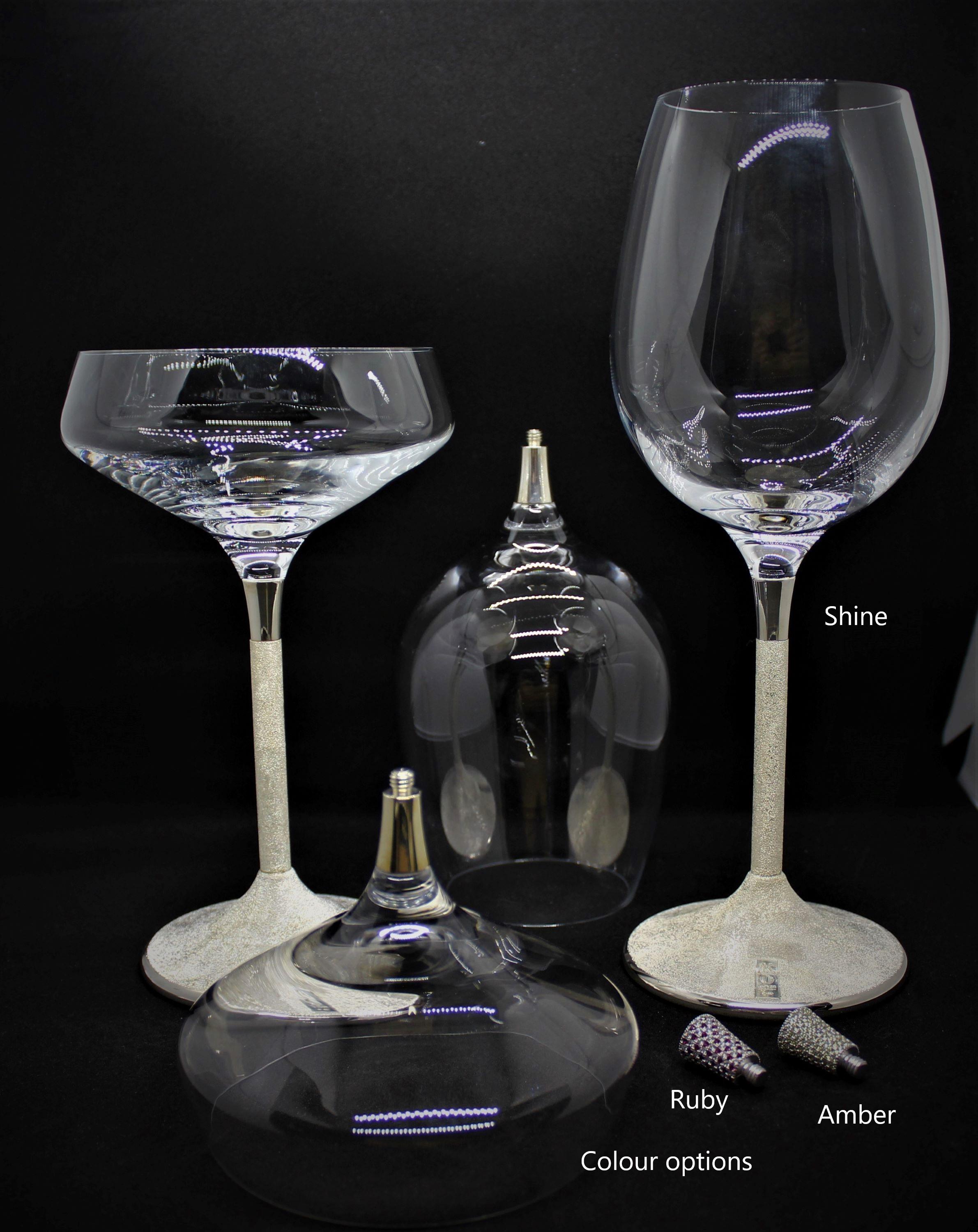 Verres à vin de luxe, argent sterling, personnalisable, lot de 2 en vente 5