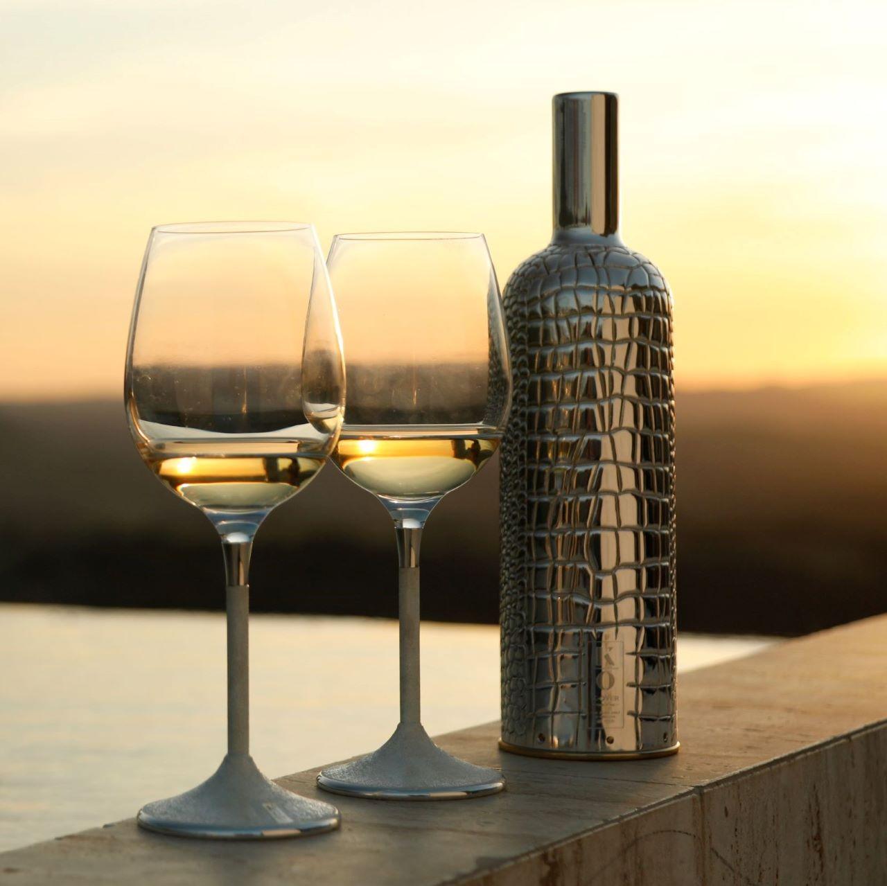 Verres à vin de luxe, argent sterling, personnalisable, lot de 2 en vente 7