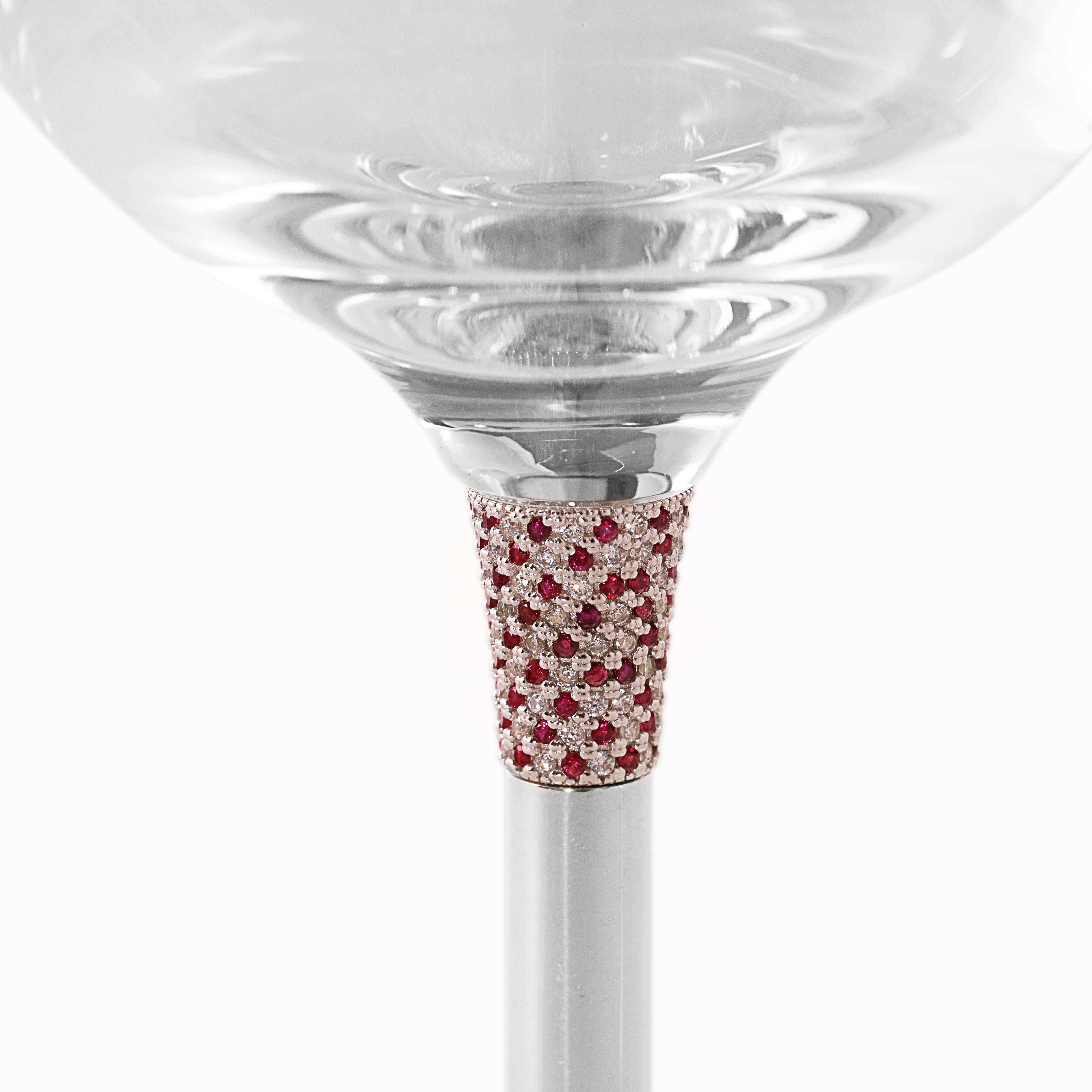 Verres à vin de luxe, argent sterling, personnalisable, lot de 2 Unisexe en vente