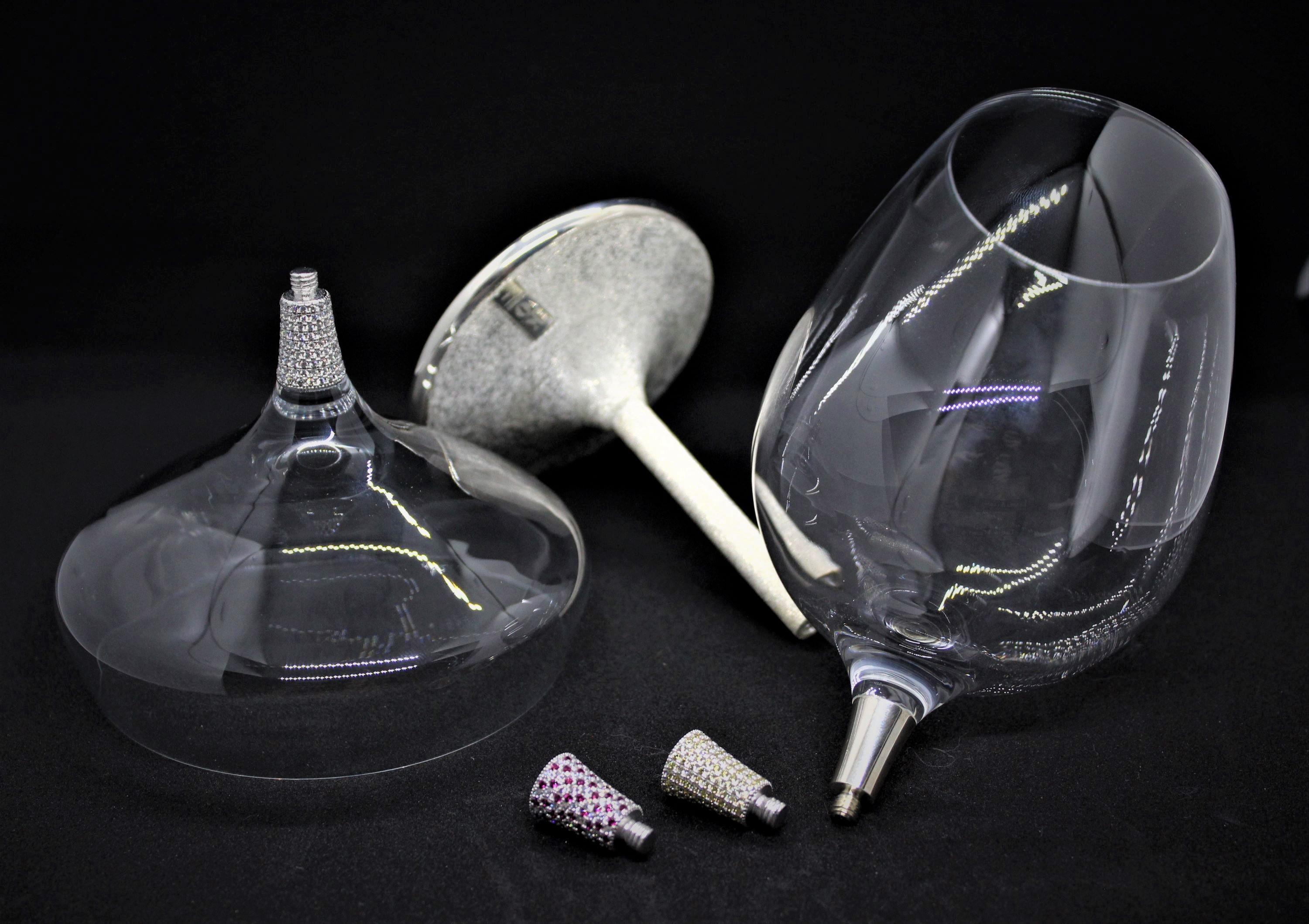 Verres à vin de luxe, argent sterling, personnalisable, lot de 2 en vente 4