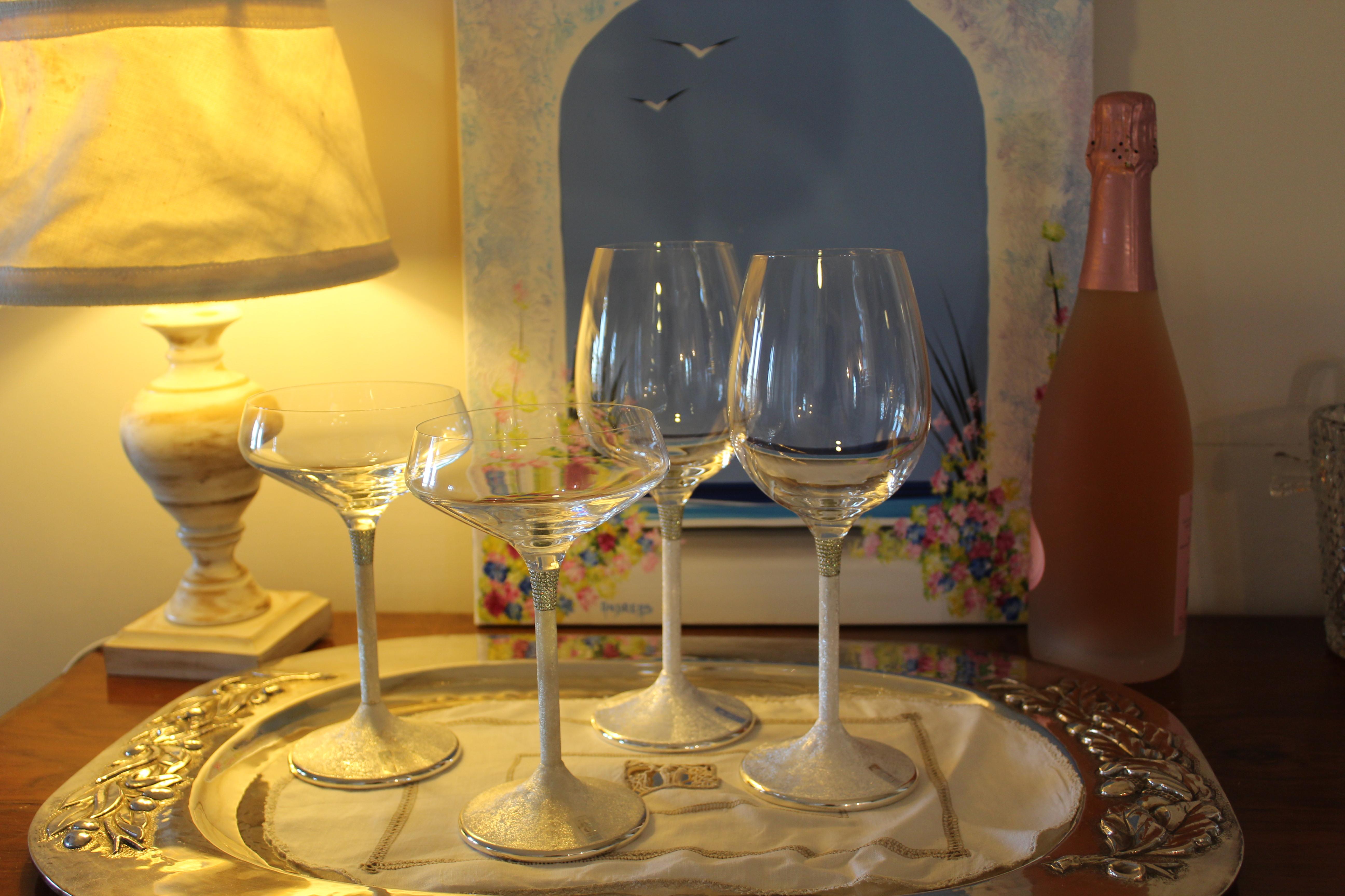 Wine Glasses Luxury, Sterling Silver, Set of 2, Hand Made In Italy For Sale 5