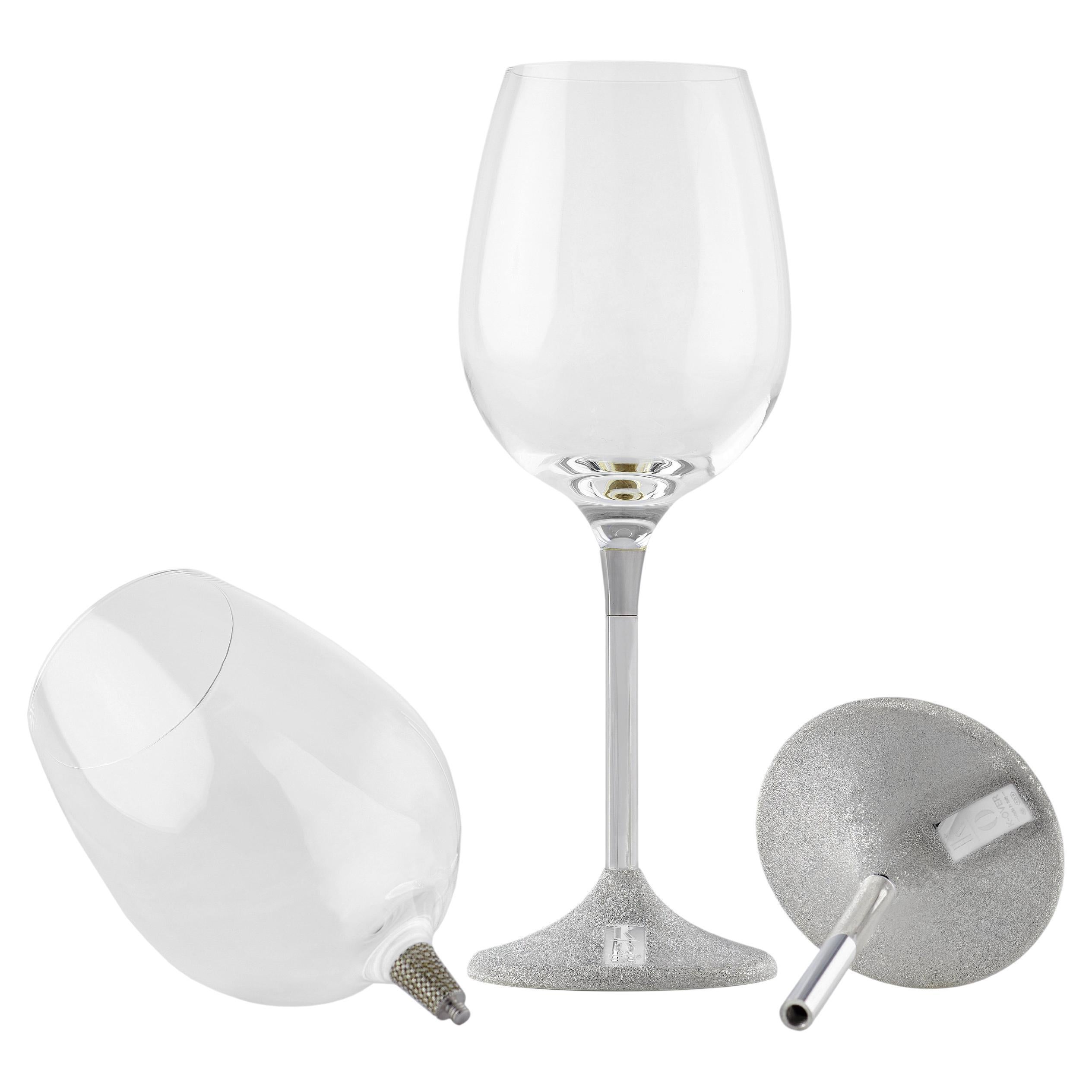 Wine Glasses Luxury, Sterling Silver, Set of 2, Hand Made In Italy For Sale