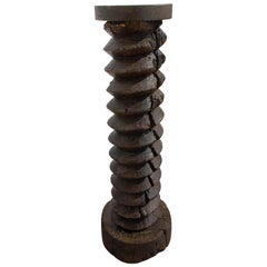 Wine Press Screw Pedestal Plant Holder, French, 19th Century