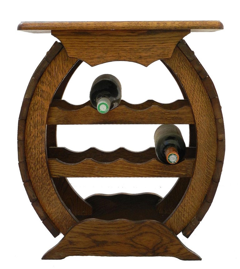 Wine Rack Table Oak Midcentury French Vintage at 1stDibs