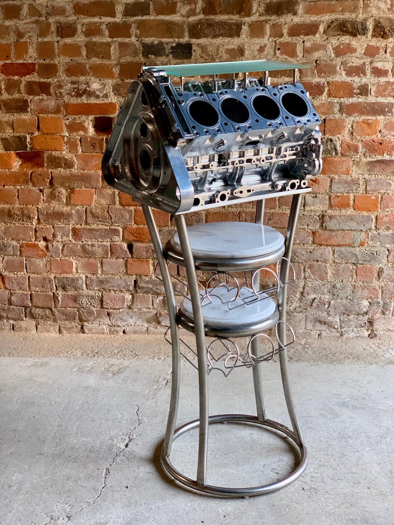 Wine Rack Twenty Bottles V8 Engine Block Steampunk Chromed Unique at
