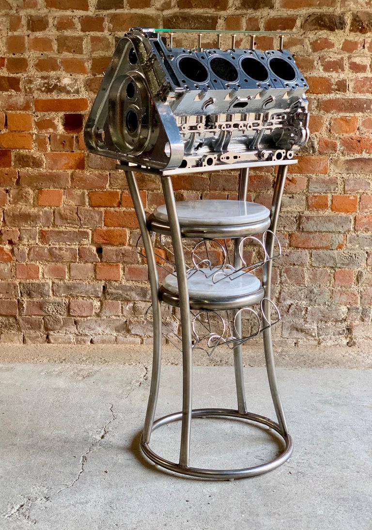 Wine Rack Twenty Bottles V8 Engine Block Steampunk Chromed Unique at