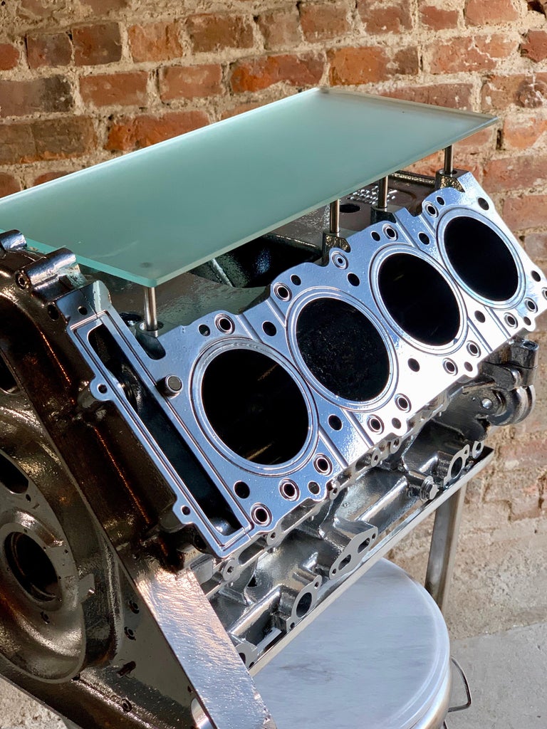 Wine Rack Twenty Bottles V8 Engine Block Steampunk Chromed Unique at