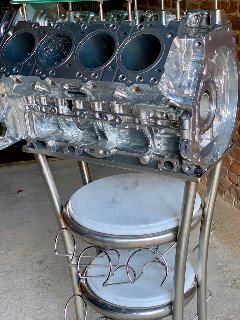 Wine Rack Twenty Bottles V8 Engine Block Steampunk Chromed Unique at