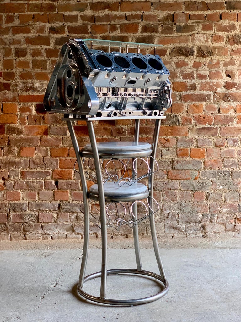 Wine Rack Twenty Bottles V8 Engine Block Steampunk Chromed Unique at