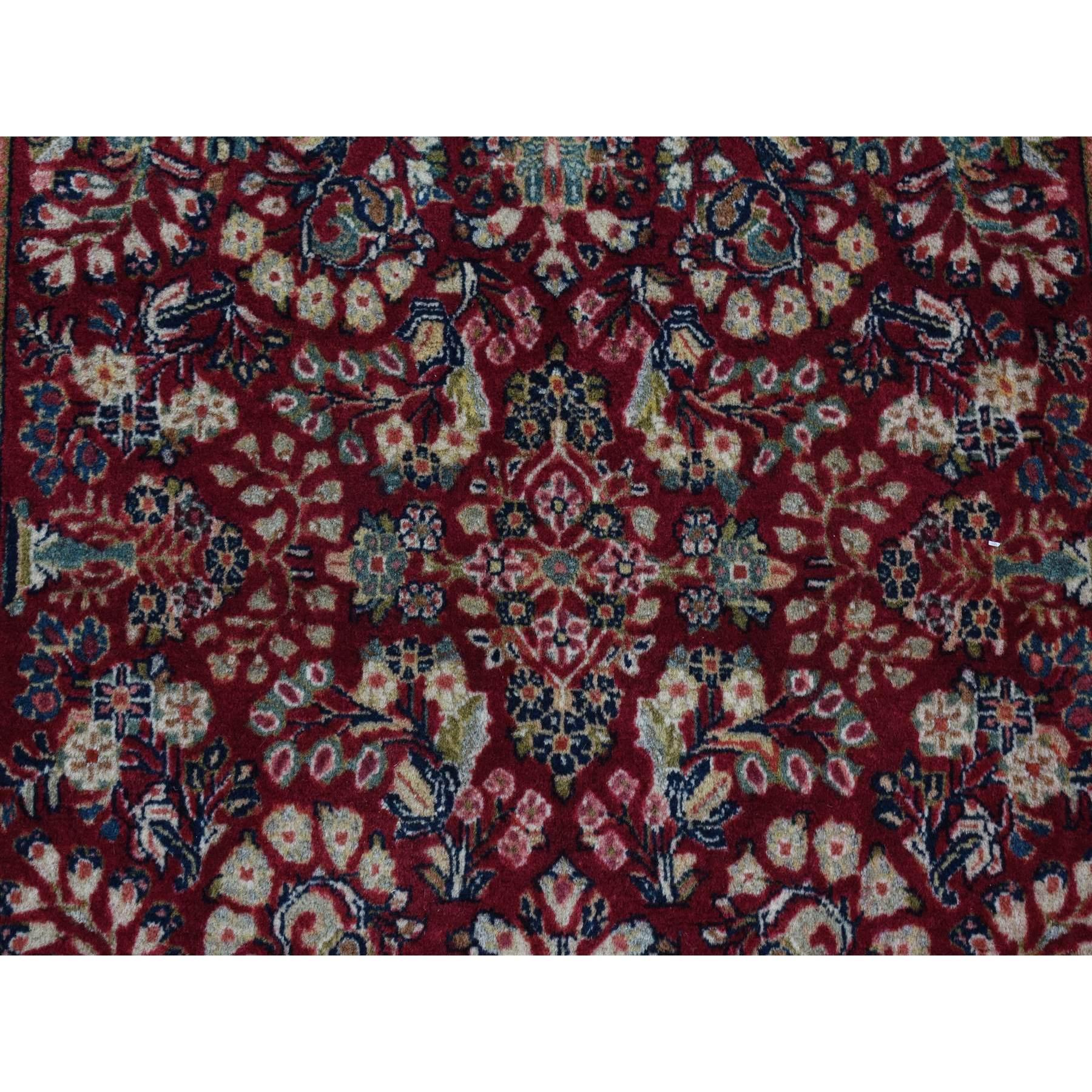 Mid-20th Century Wine Red Antique Persian Sarouk Full Pile Rare Square Size Wool Hand Knotted Rug For Sale