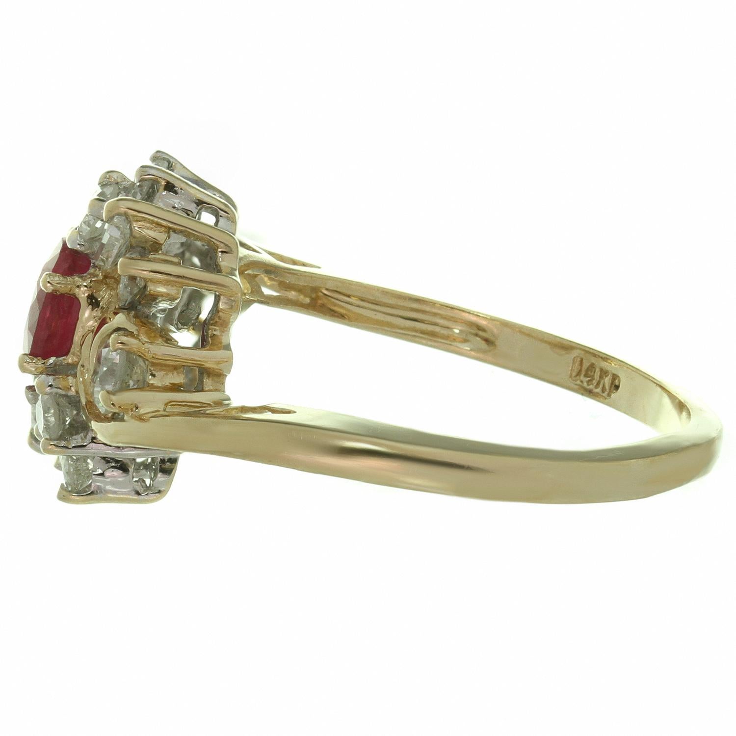 Women's Wine Red Garnet Marquise Diamond Yellow Gold Ballerina Ring