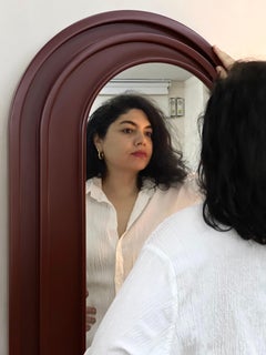 Wine Red Modernist Andalusian Style Lacquered Mirror