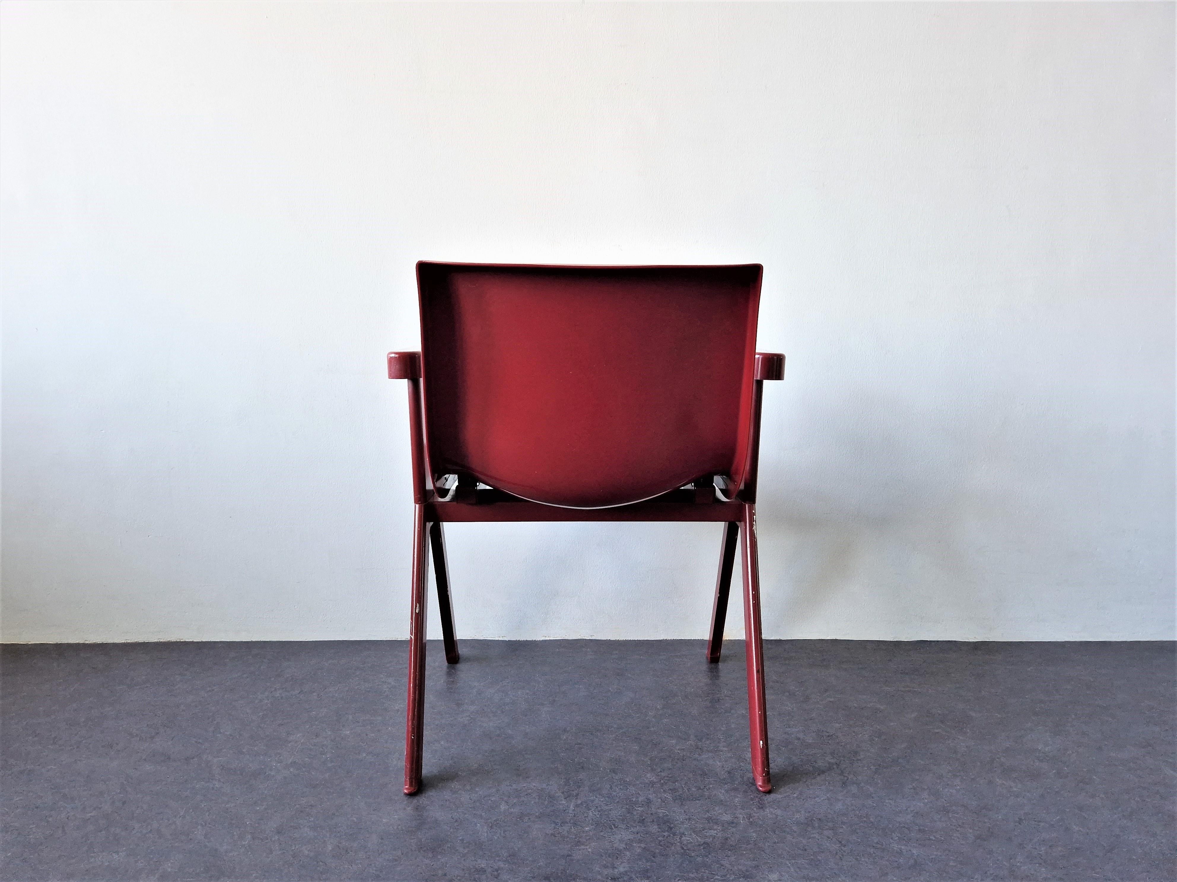 Italian Wine Red Synthesis 45 Armchair by Ettore Sottsass for Olivetti, Italy 1970's