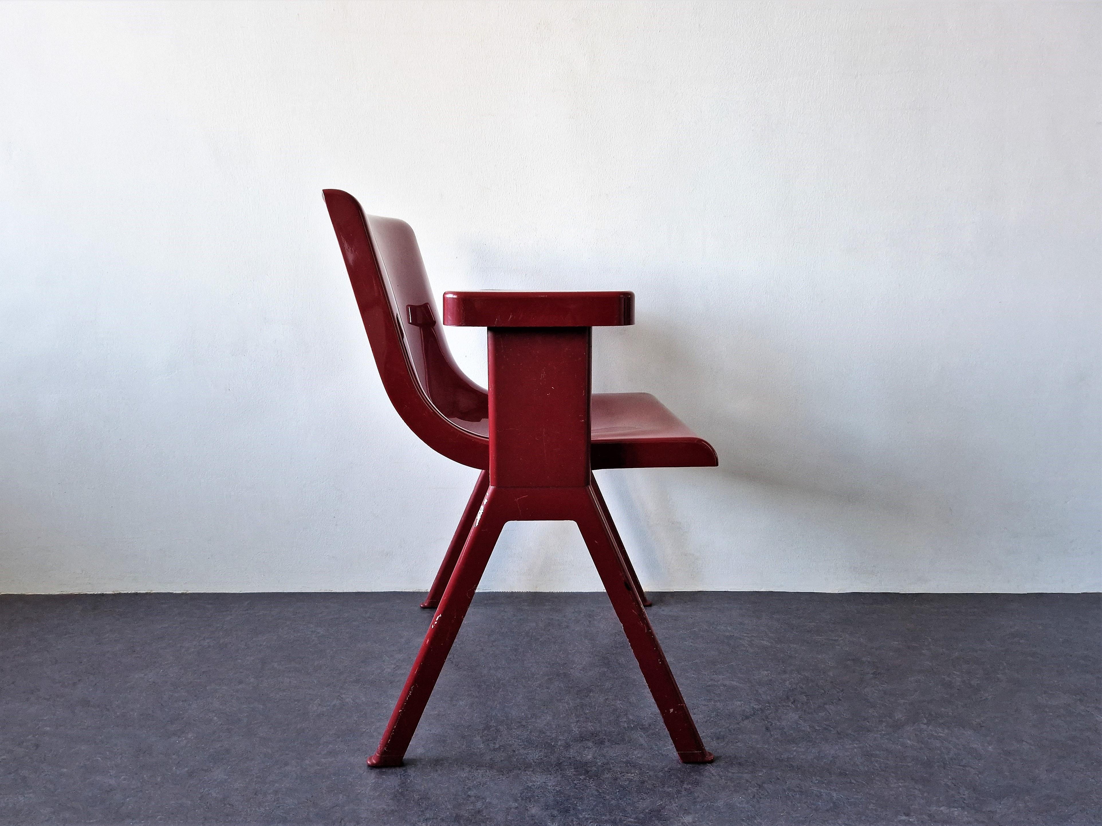 Late 20th Century Wine Red Synthesis 45 Armchair by Ettore Sottsass for Olivetti, Italy 1970's