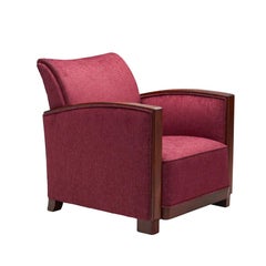 Wine Red Upholstered Art Deco Armchair, Europe Mid-20th Century