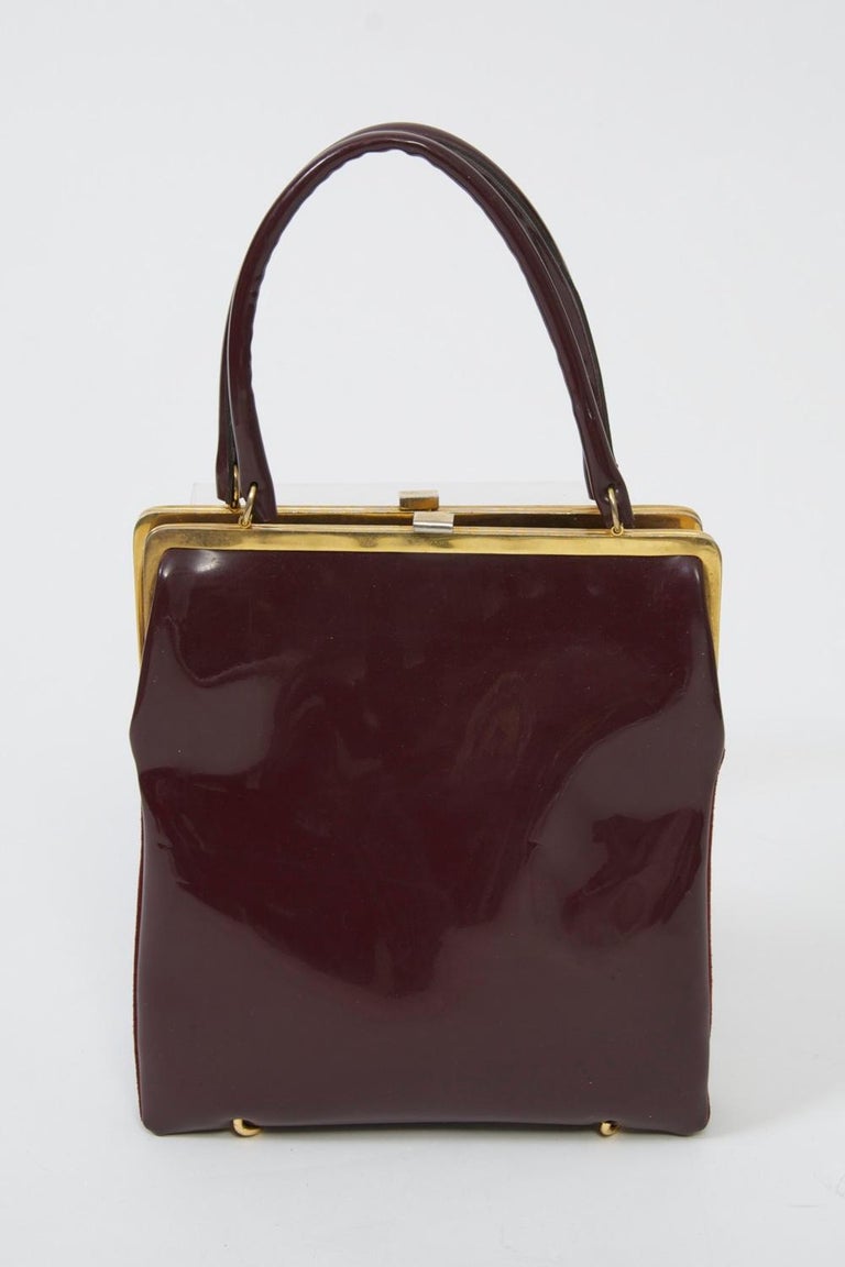 Wine Reversible Suede/Patent Double Handbag at 1stDibs
