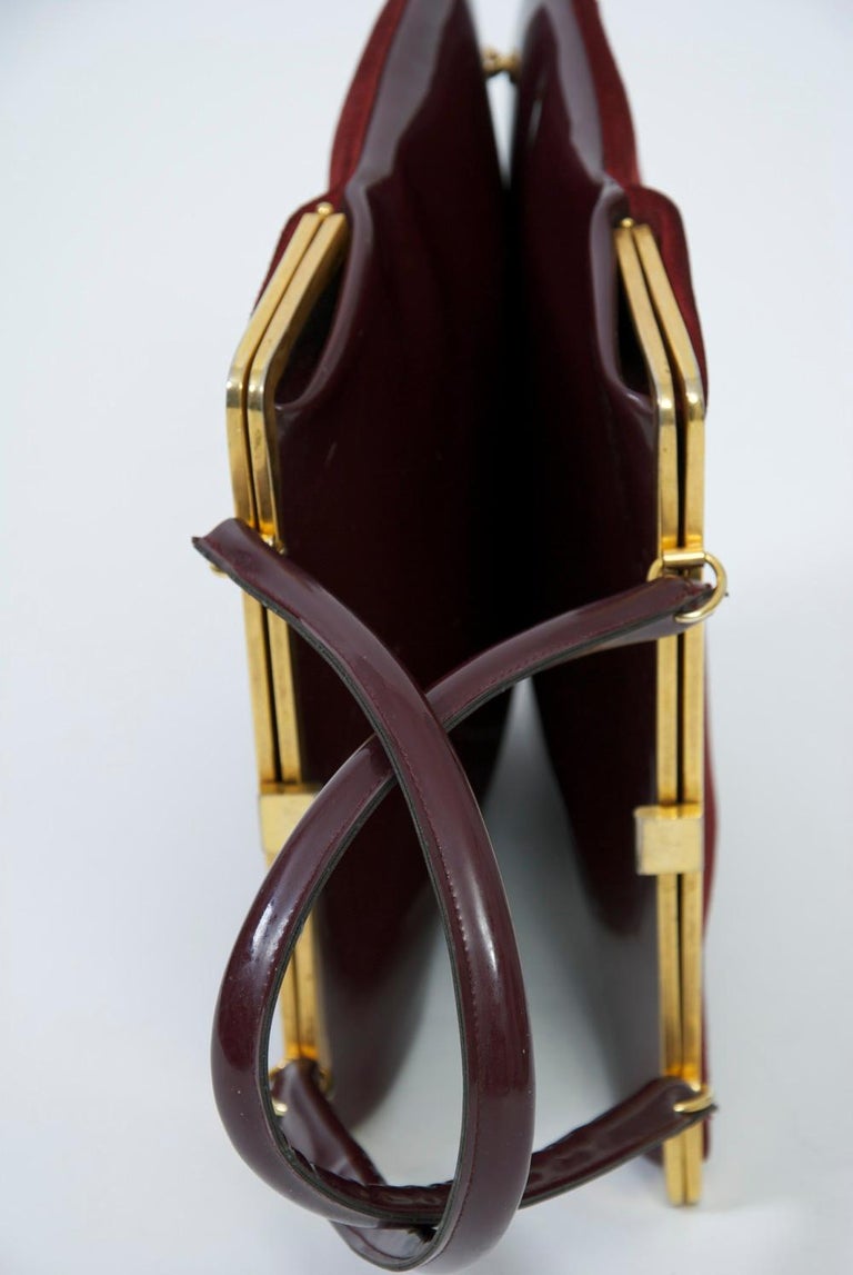 Wine Reversible Suede/Patent Double Handbag at 1stDibs