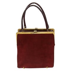 Wine Reversible Suede/Patent Double Handbag