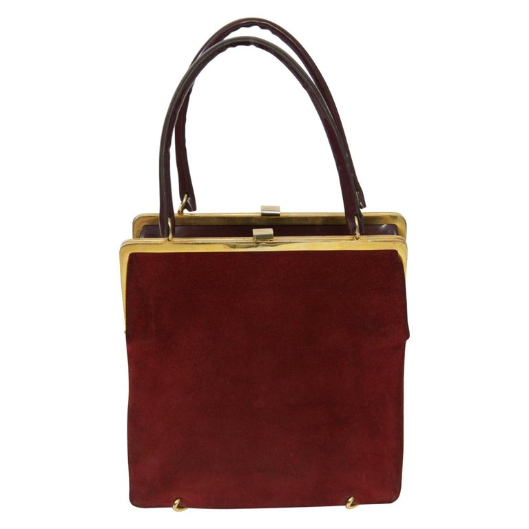 Wine Reversible Suede/Patent Double Handbag at 1stDibs