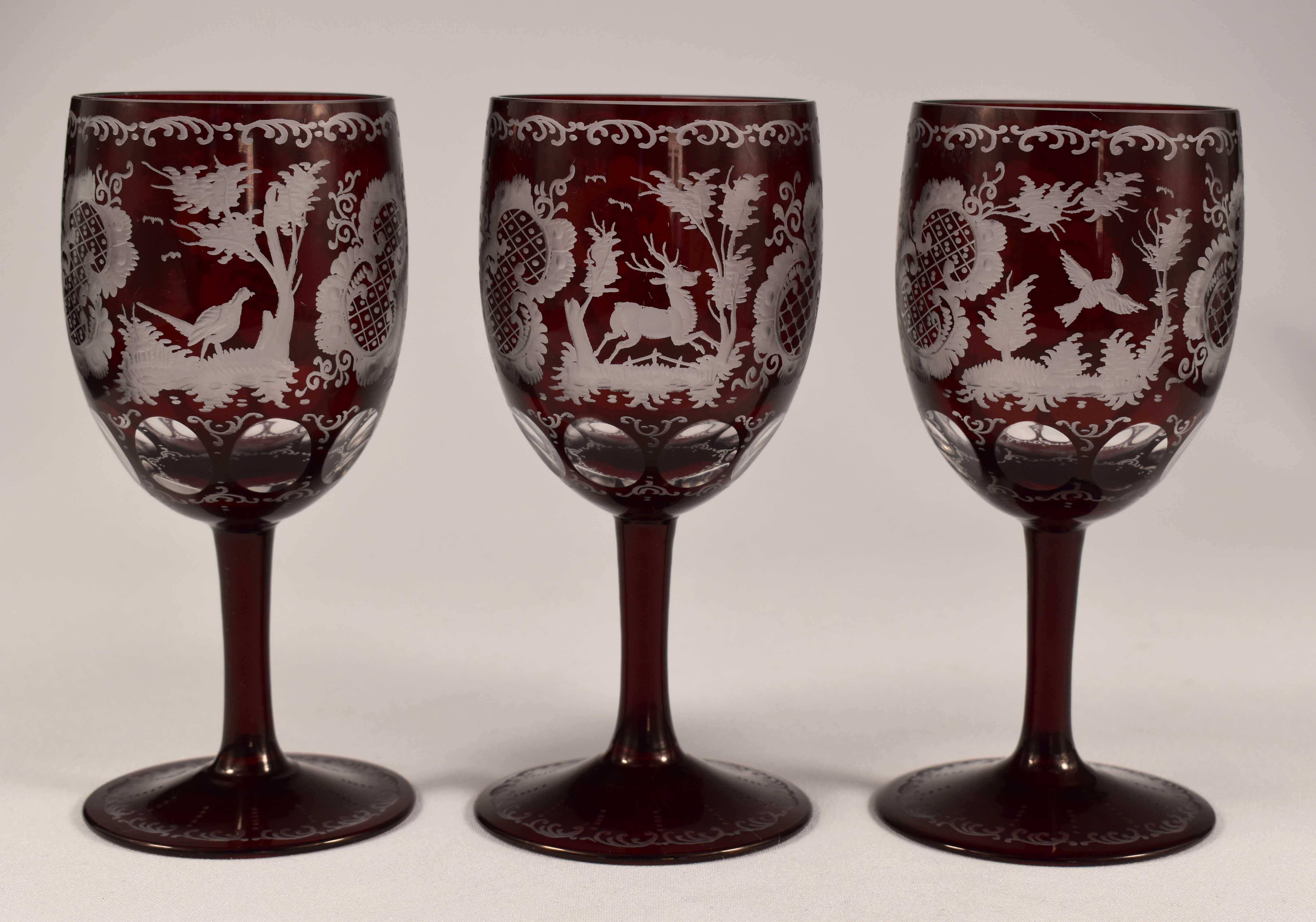 Service à vin, carafe et gobelets, verre de Bohème Egermann vers 1900 en vente 4