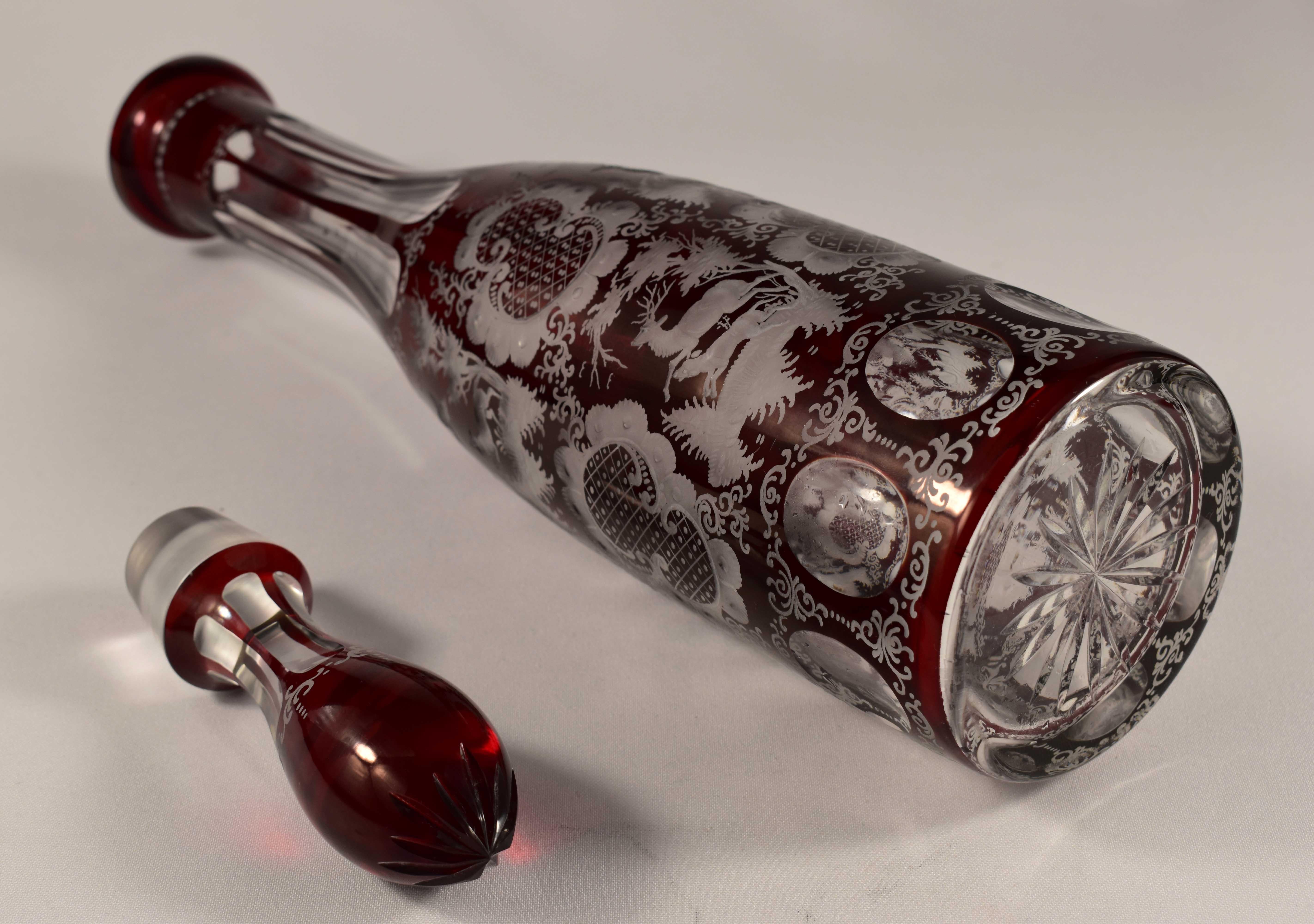 Service à vin, carafe et gobelets, verre de Bohème Egermann vers 1900 en vente 6