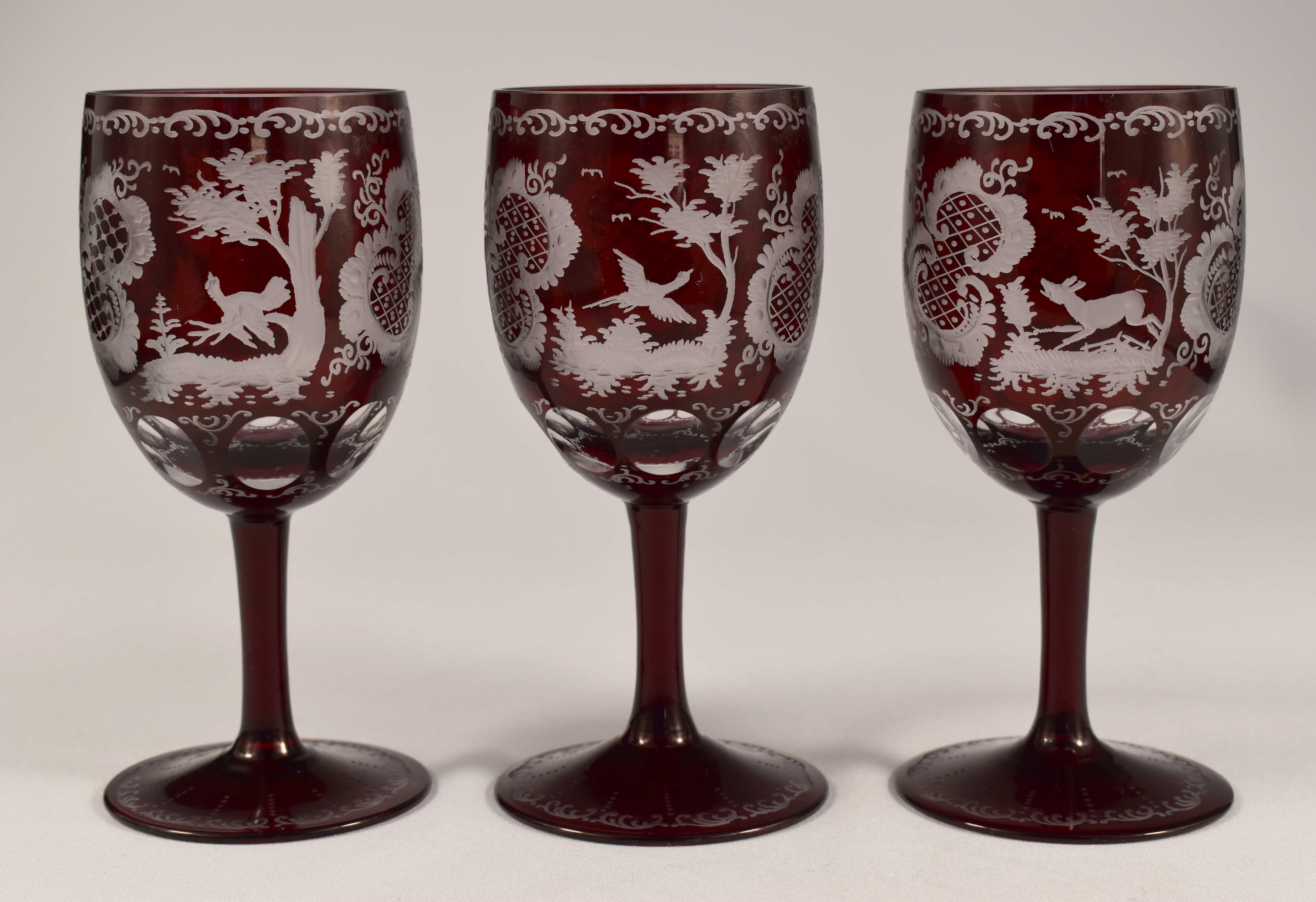 Service à vin, carafe et gobelets, verre de Bohème Egermann vers 1900 en vente 3