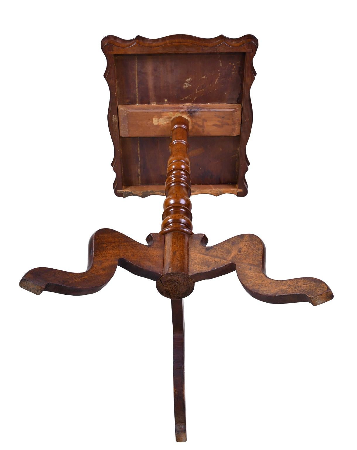 Wine Table/ Candlestand in Walnut with Pedestal on Tripod, European, circa 1825 For Sale 2