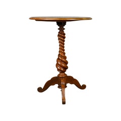 Wine Table, English, Victorian, Mahogany, Tripod Side Barley Twist, circa 1860