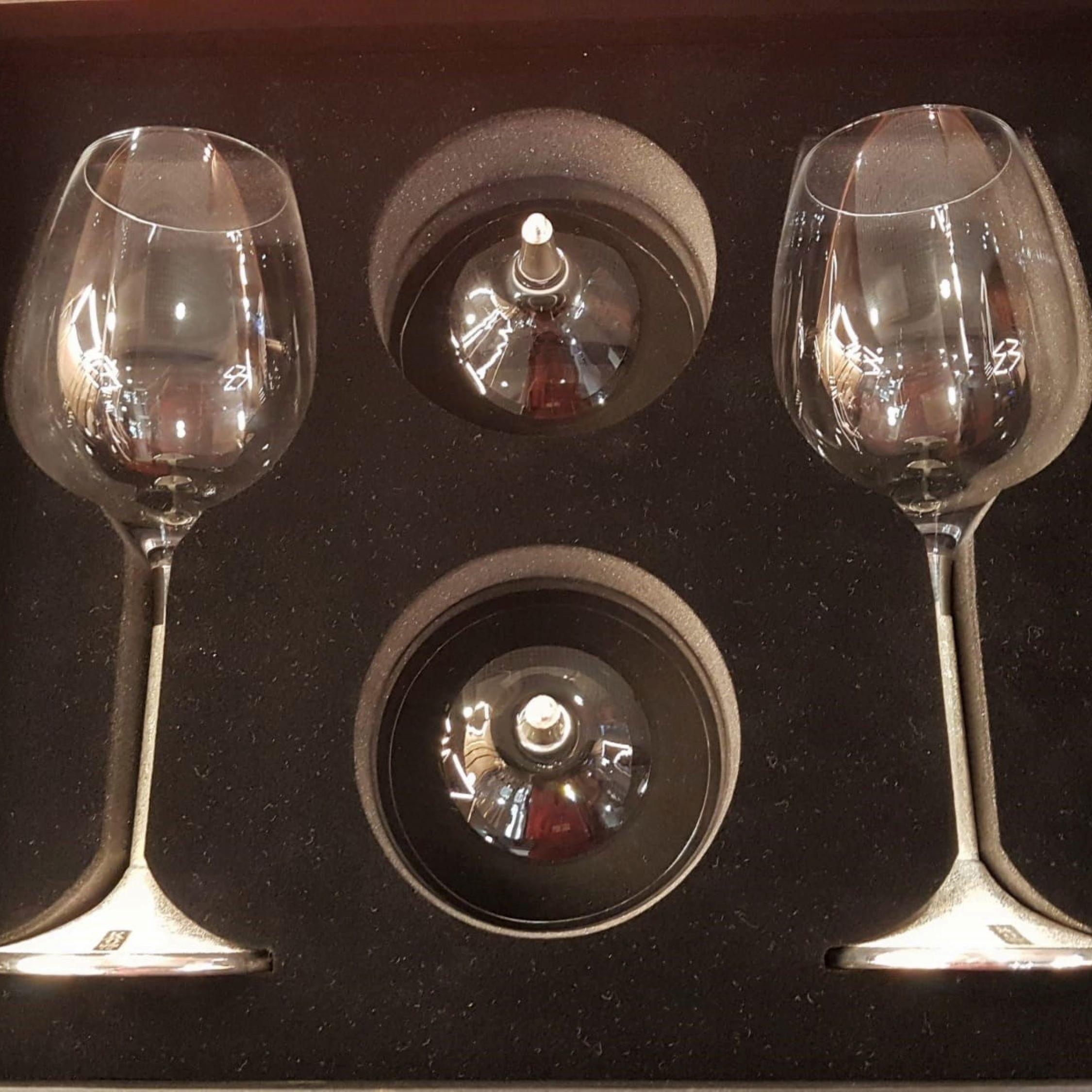 Set von 2 Wein-Tellergläsern, Sterlingsilber, anpassbar im Angebot 8