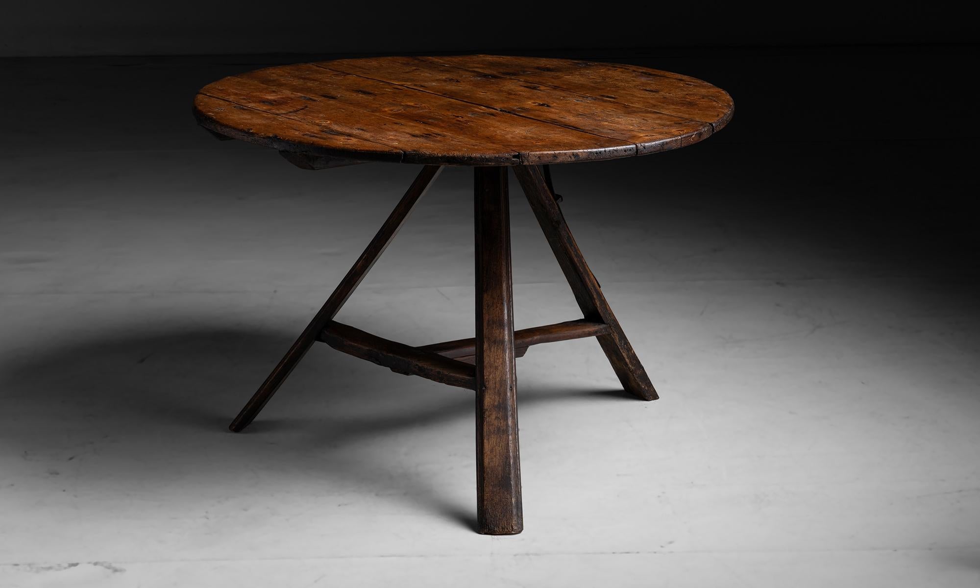 Wine Tasting Table

France circa 1870

Circular tilt top table, constructed in pine, with iron mechanism.

42”dia x 28.5”h

Ref. TABLE1157