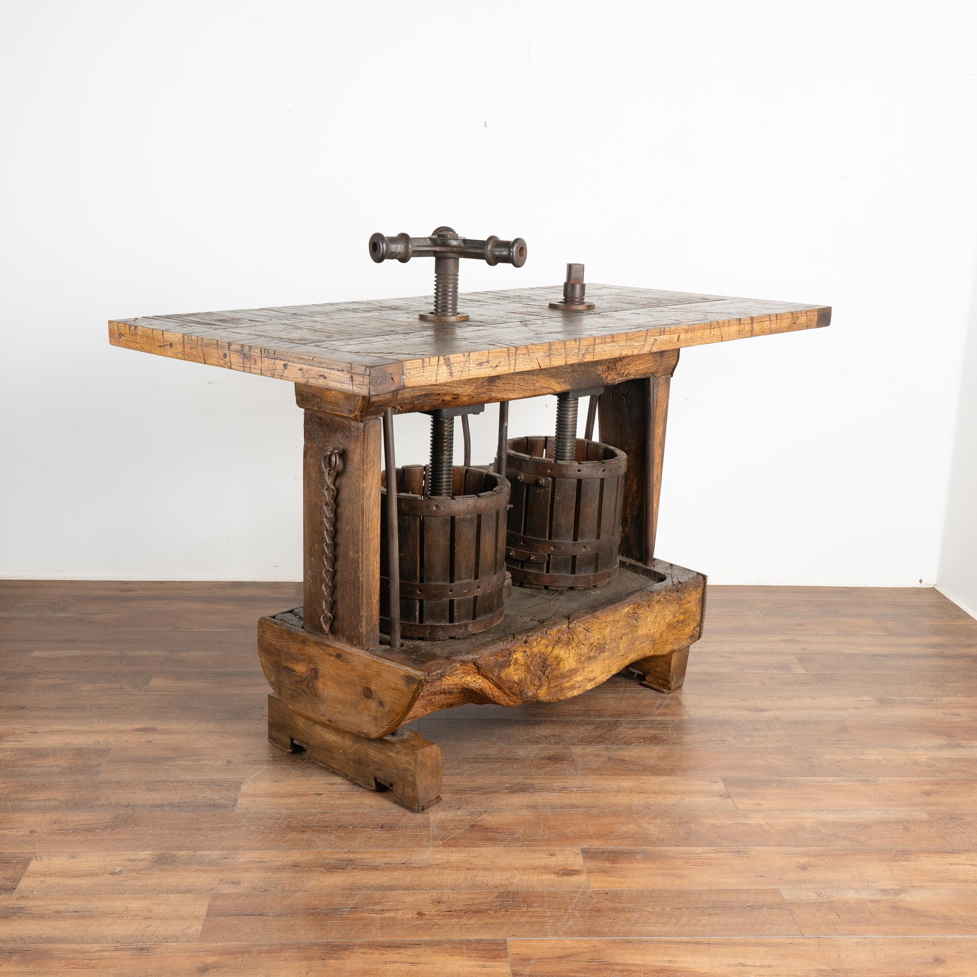 Wine Tasting Table Standing Bar from Old Wine Press, Hungary 1900's For Sale 5