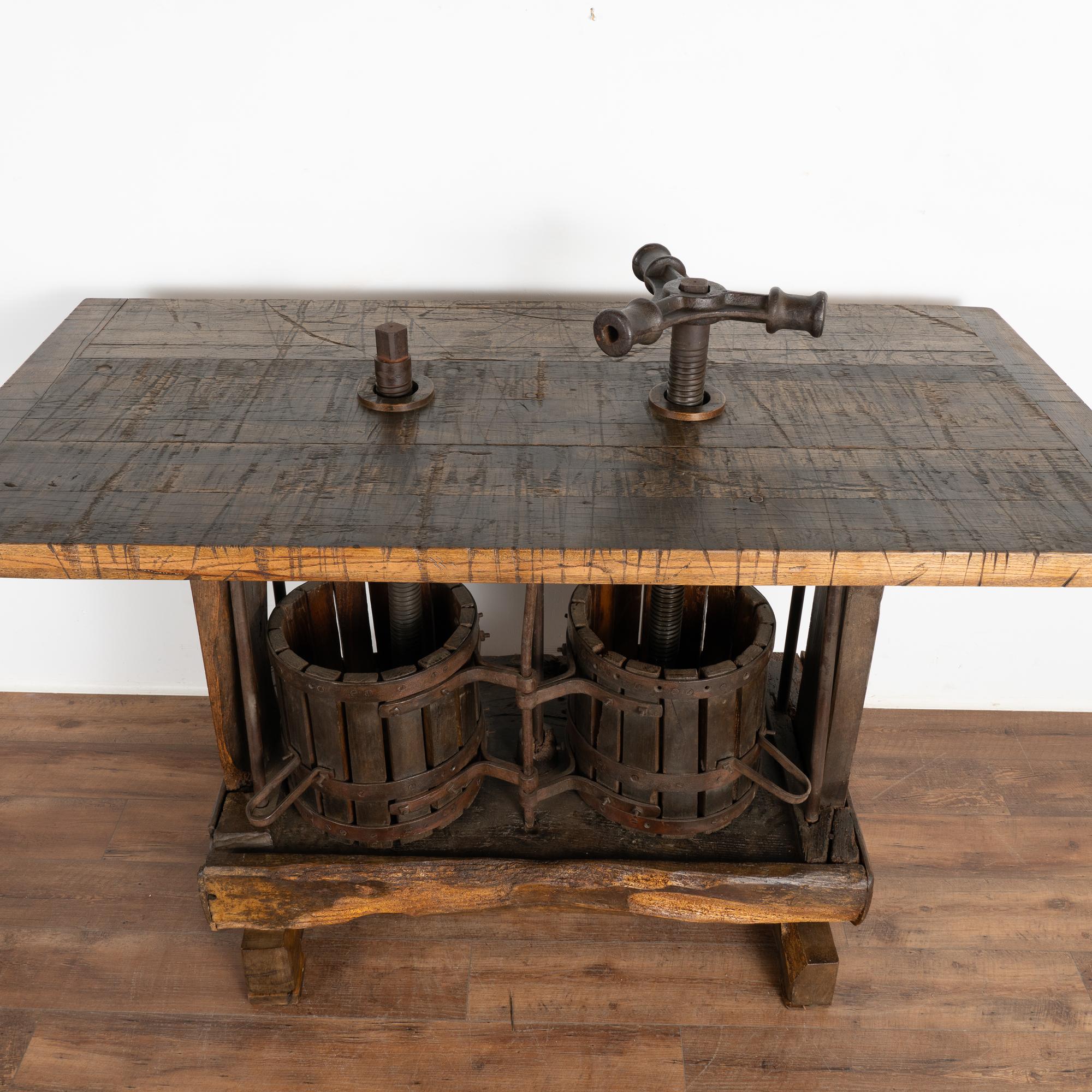 Rustic Wine Tasting Table Standing Bar from Old Wine Press, Hungary 1900's For Sale