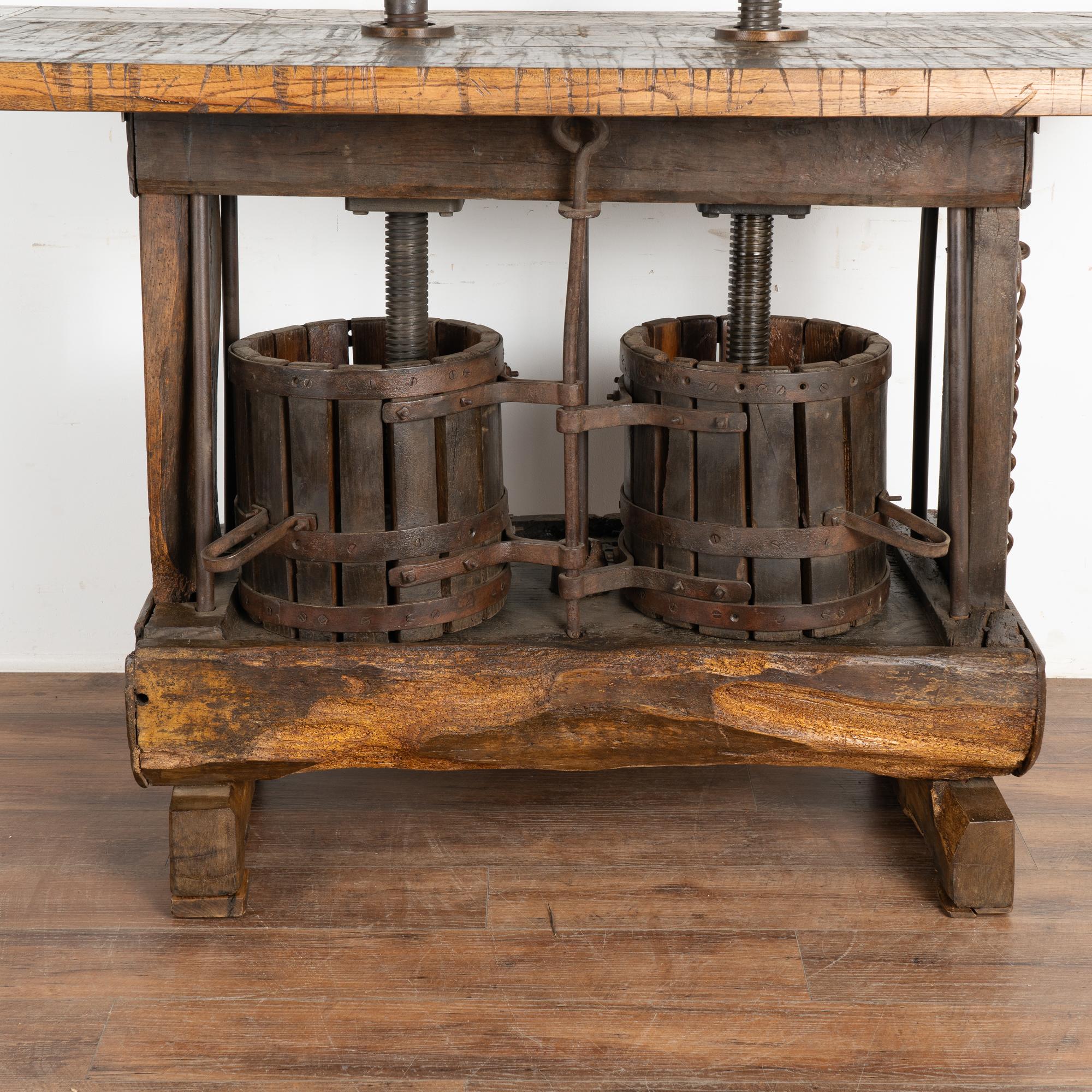20th Century Wine Tasting Table Standing Bar from Old Wine Press, Hungary 1900's For Sale