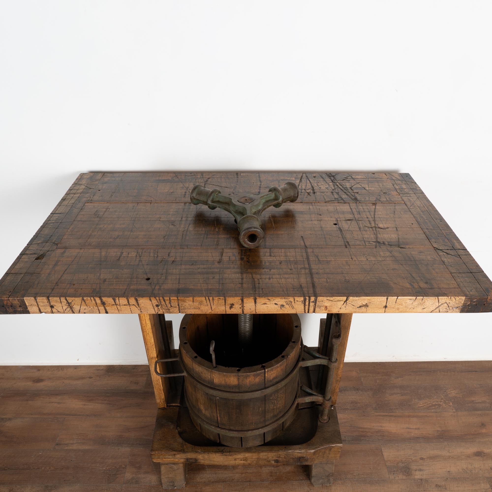 Rustic Wine Tasting Table Standing Bar from Old Wine Press, Hungary circa 1900