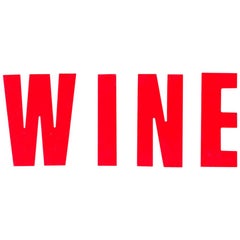 WINE Vintage Cinema Letters, Midcentury, Red, Shop Sign, Reclaimed