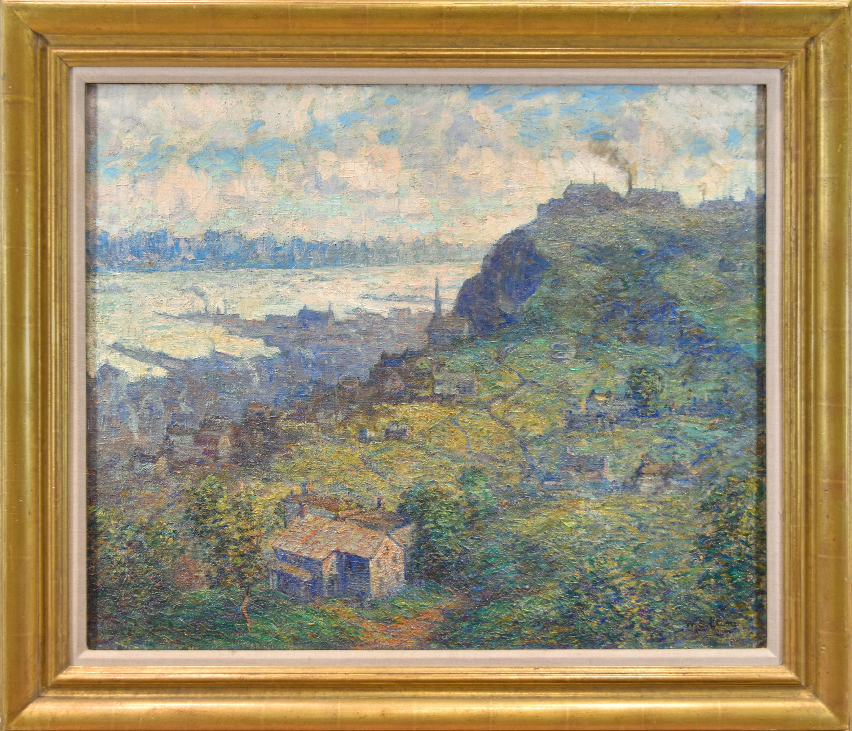 Hudson Palisades Oil Painting, American Impressionist, Early 1900s
