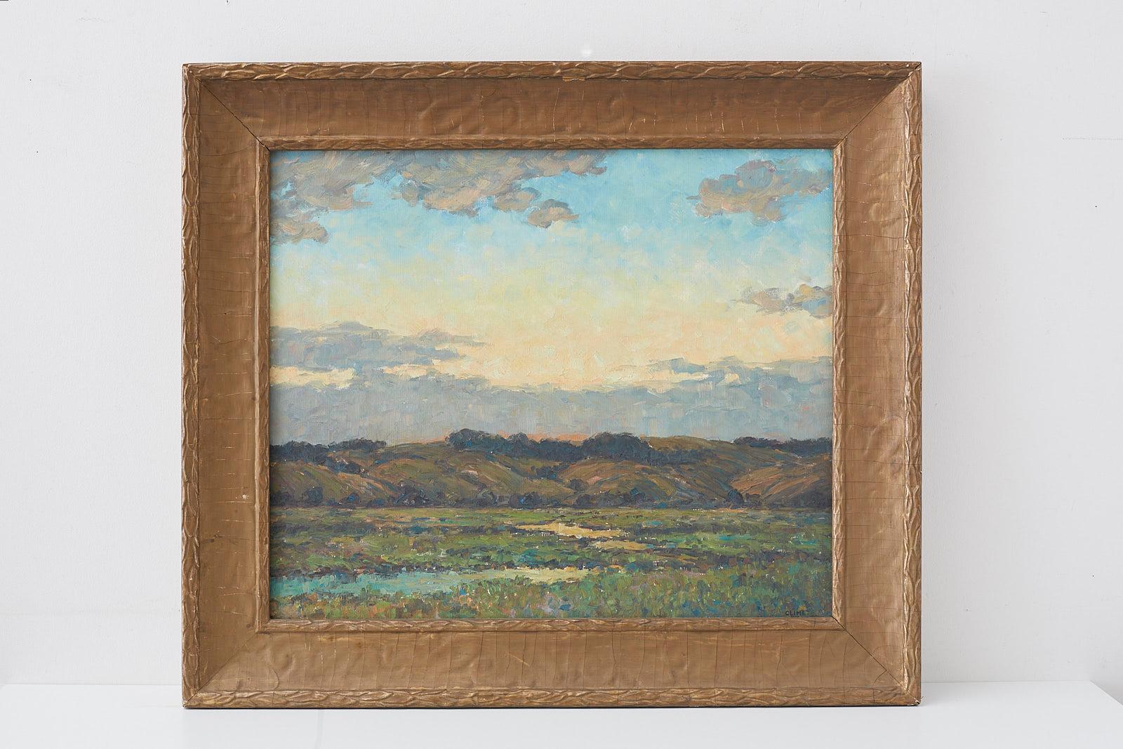 Sunrise Landscape Oil Painting (Grau), Landscape Painting, von Winfield Scott Clime
