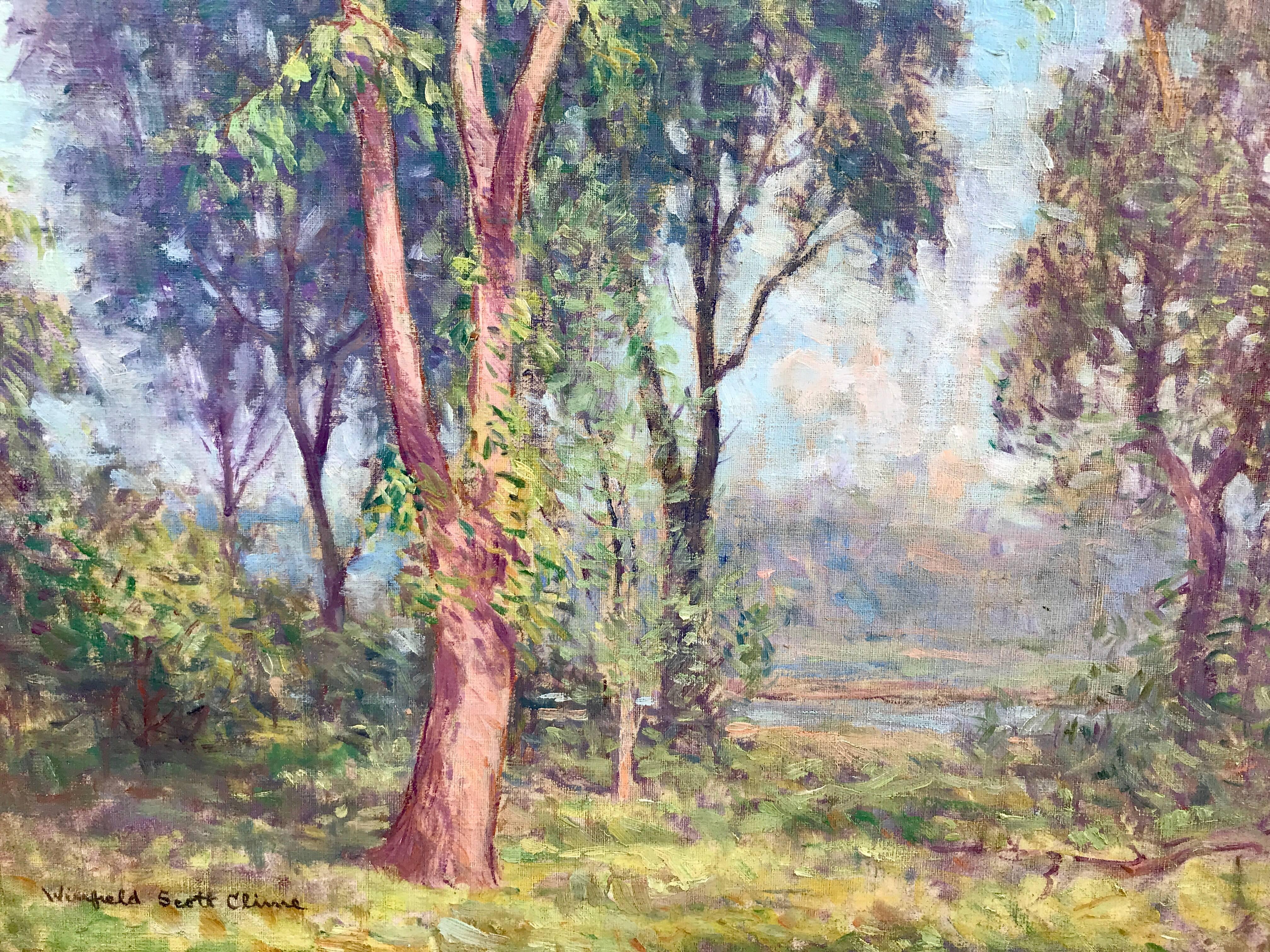 « Woodland Vista » - Post-impressionnisme Painting par Winfield Scott Clime