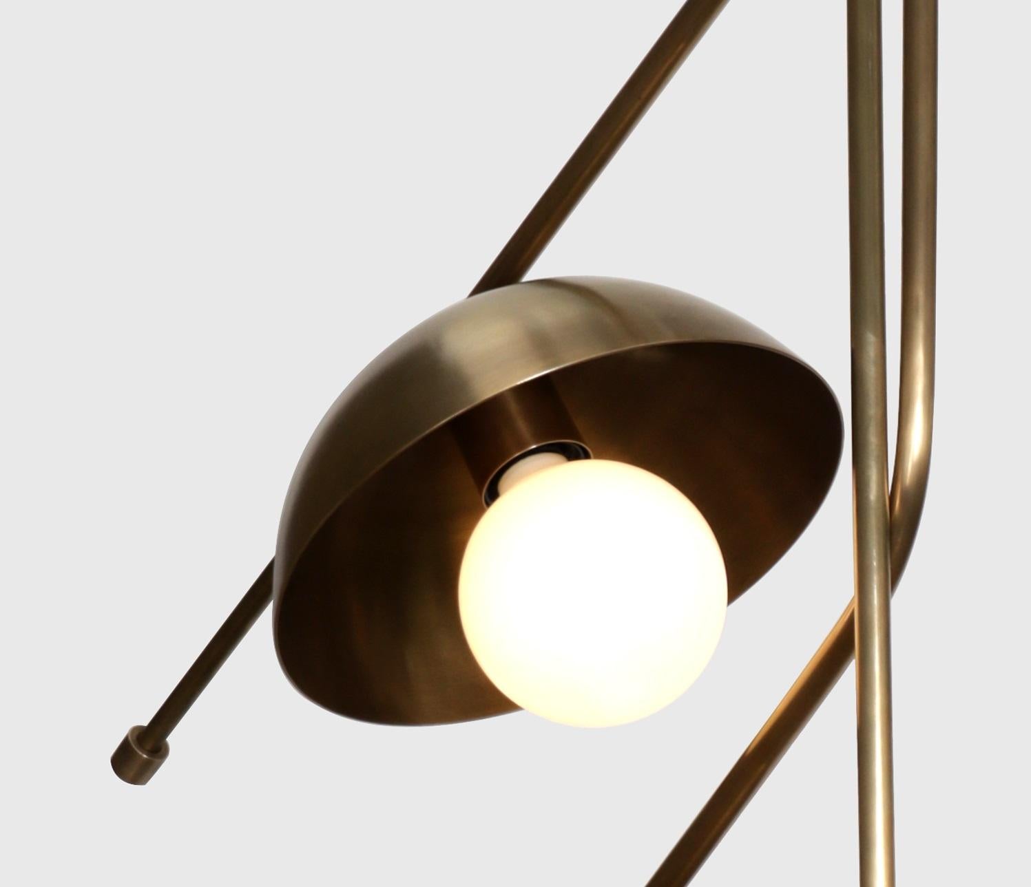 Post-Modern Wing 2 Brass Dome Pendant Lamp by Lamp Shaper For Sale
