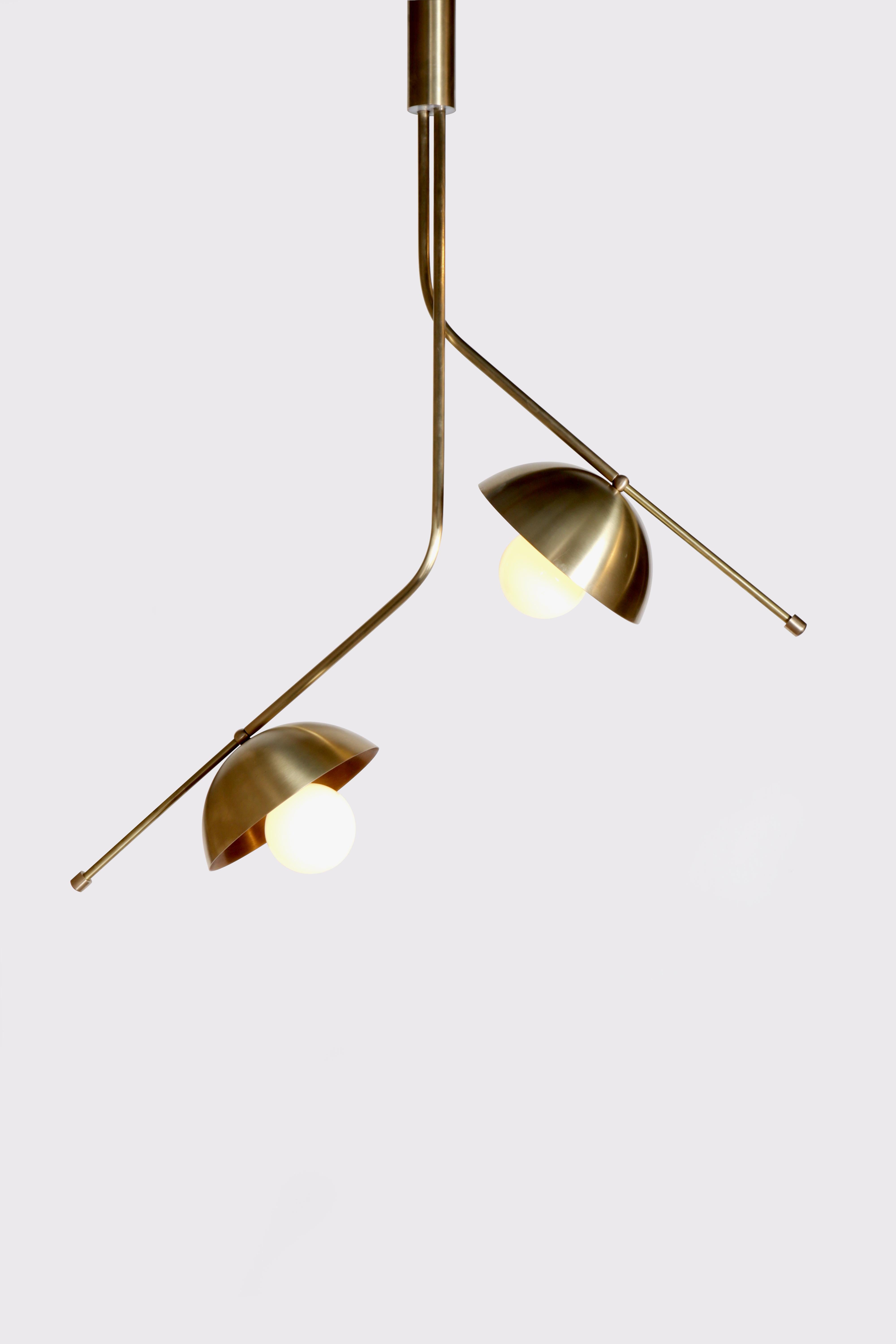 Wing 2 Brass Dome Pendant Lamp by Lamp Shaper In New Condition For Sale In Geneve, CH