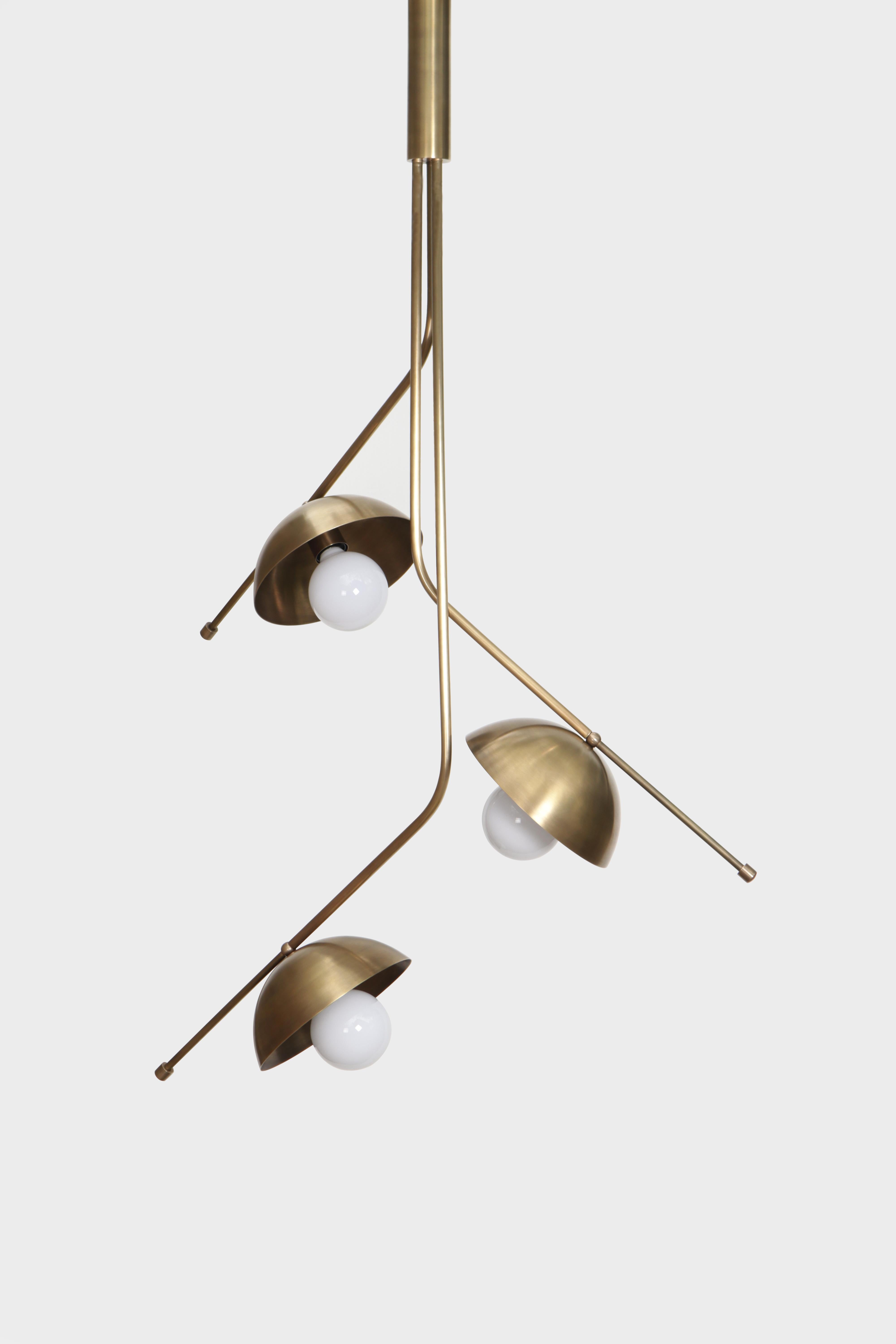 Wing 3 Brass Dome Pendant Lamp by Lamp Shaper
Dimensions: D 84 x W 84 x H 140 cm.
Materials: Brass.

Different finishes available: raw brass, aged brass, burnt brass and brushed brass Please contact us.

All our lamps can be wired according to each