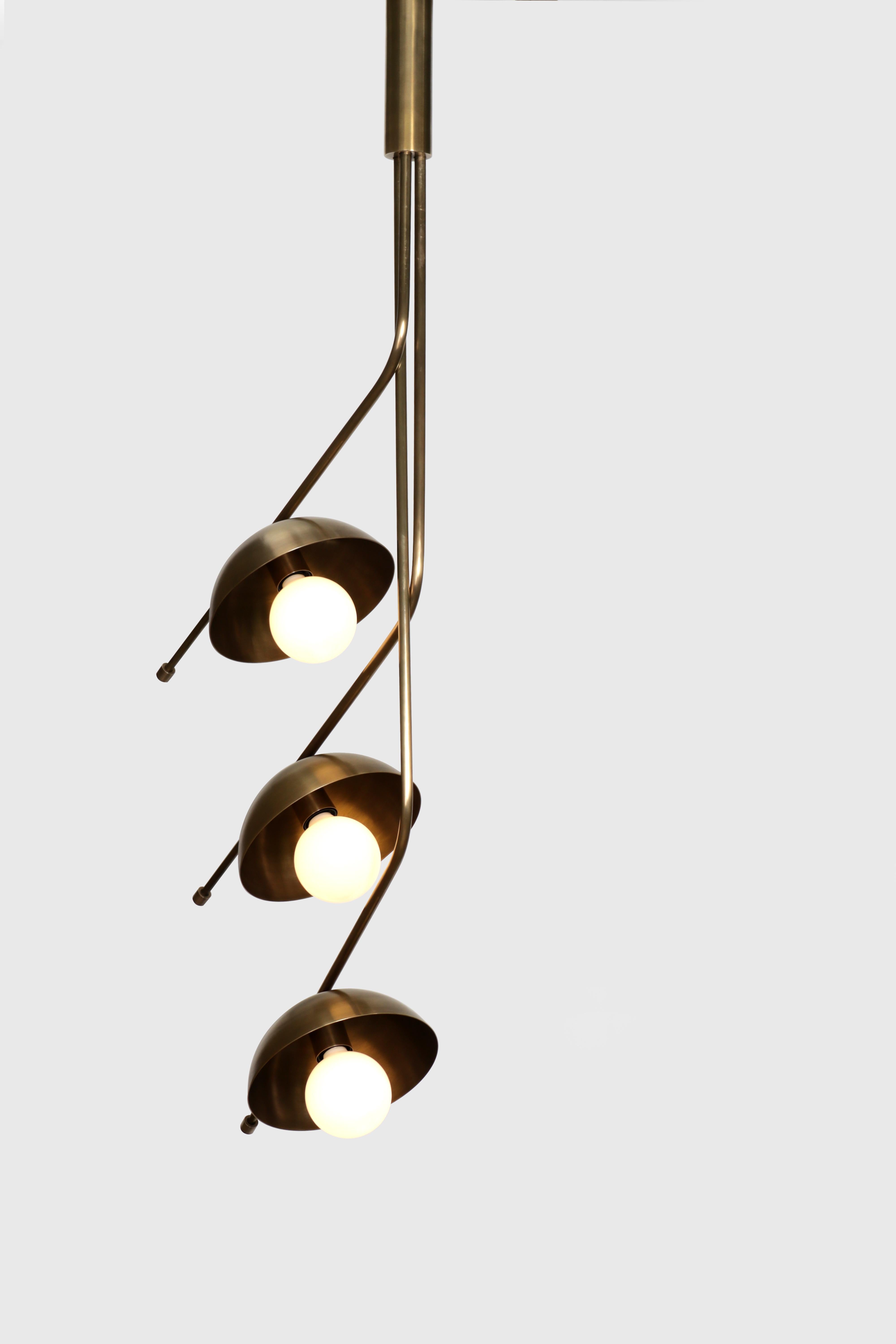 Other Wing 3 Brass Dome Pendant Lamp by Lamp Shaper For Sale