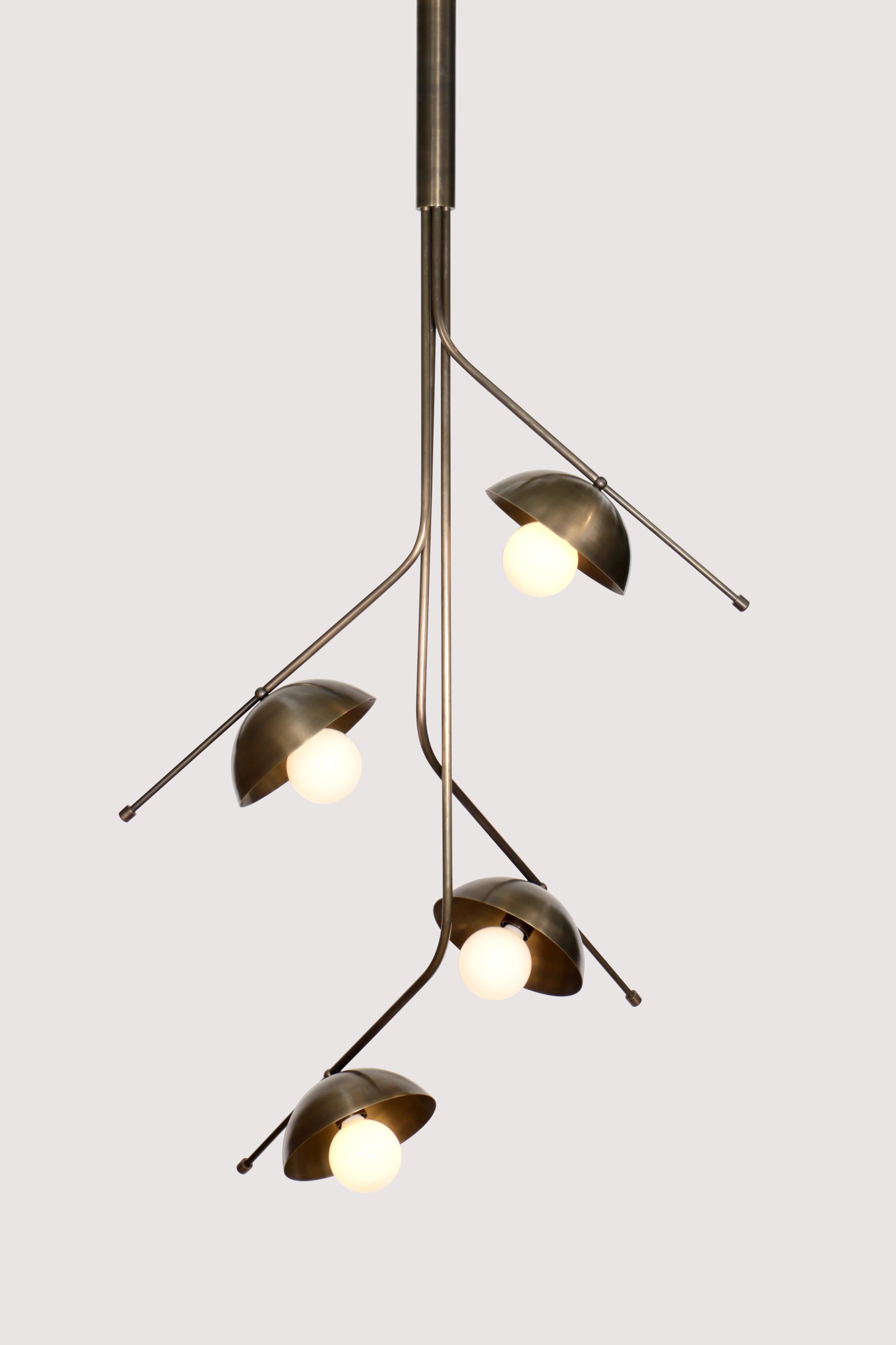Wing 4 Brass Dome Pendant Lamp by Lamp Shaper
Dimensions: D 84 x W 84 x H 165 cm.
Materials: Brass.

Different finishes available: raw brass, aged brass, burnt brass and brushed brass Please contact us.

All our lamps can be wired according to each