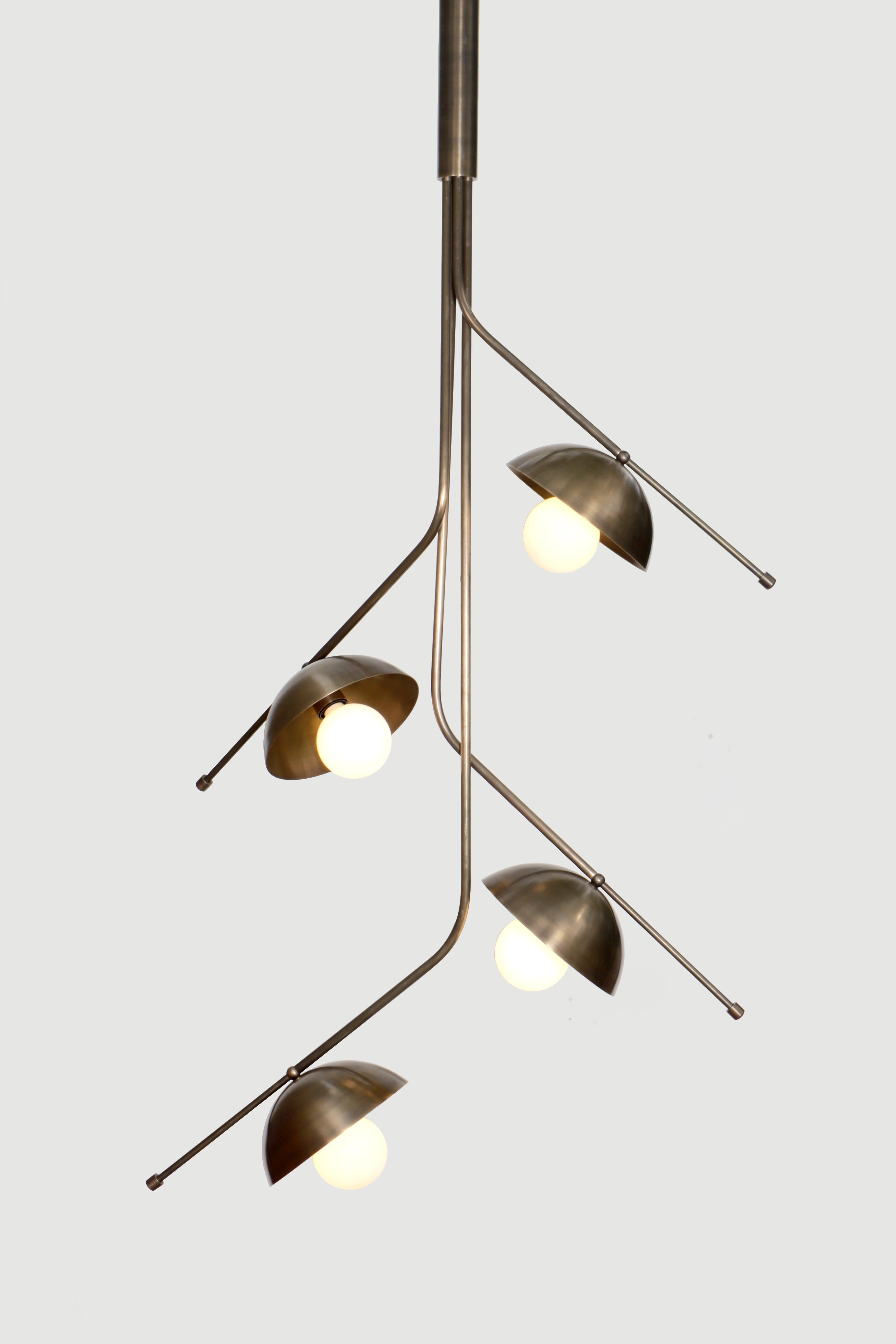 Post-Modern Wing 4 Brass Dome Pendant Lamp by Lamp Shaper For Sale