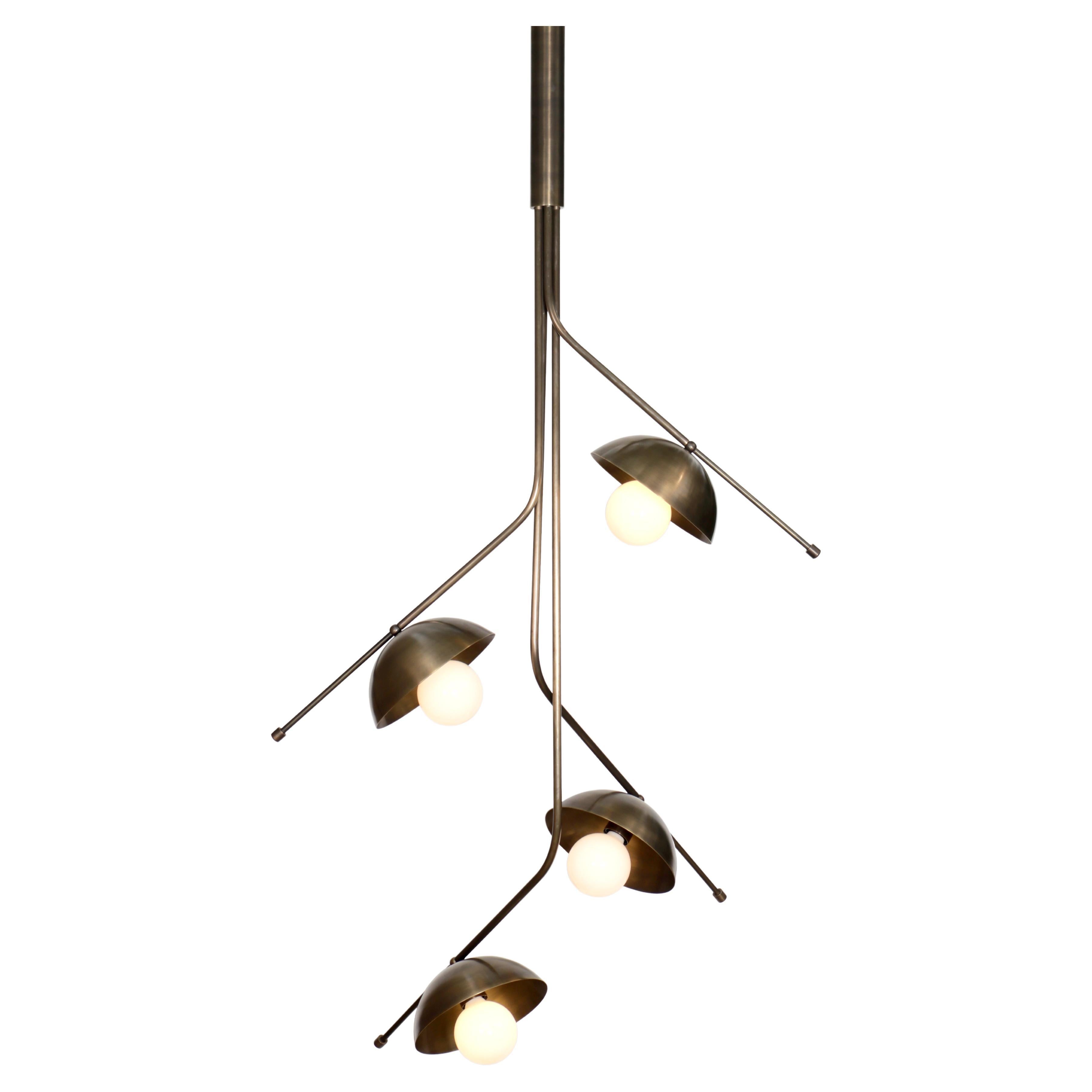 Wing 4 Brass Dome Pendant Lamp by Lamp Shaper For Sale
