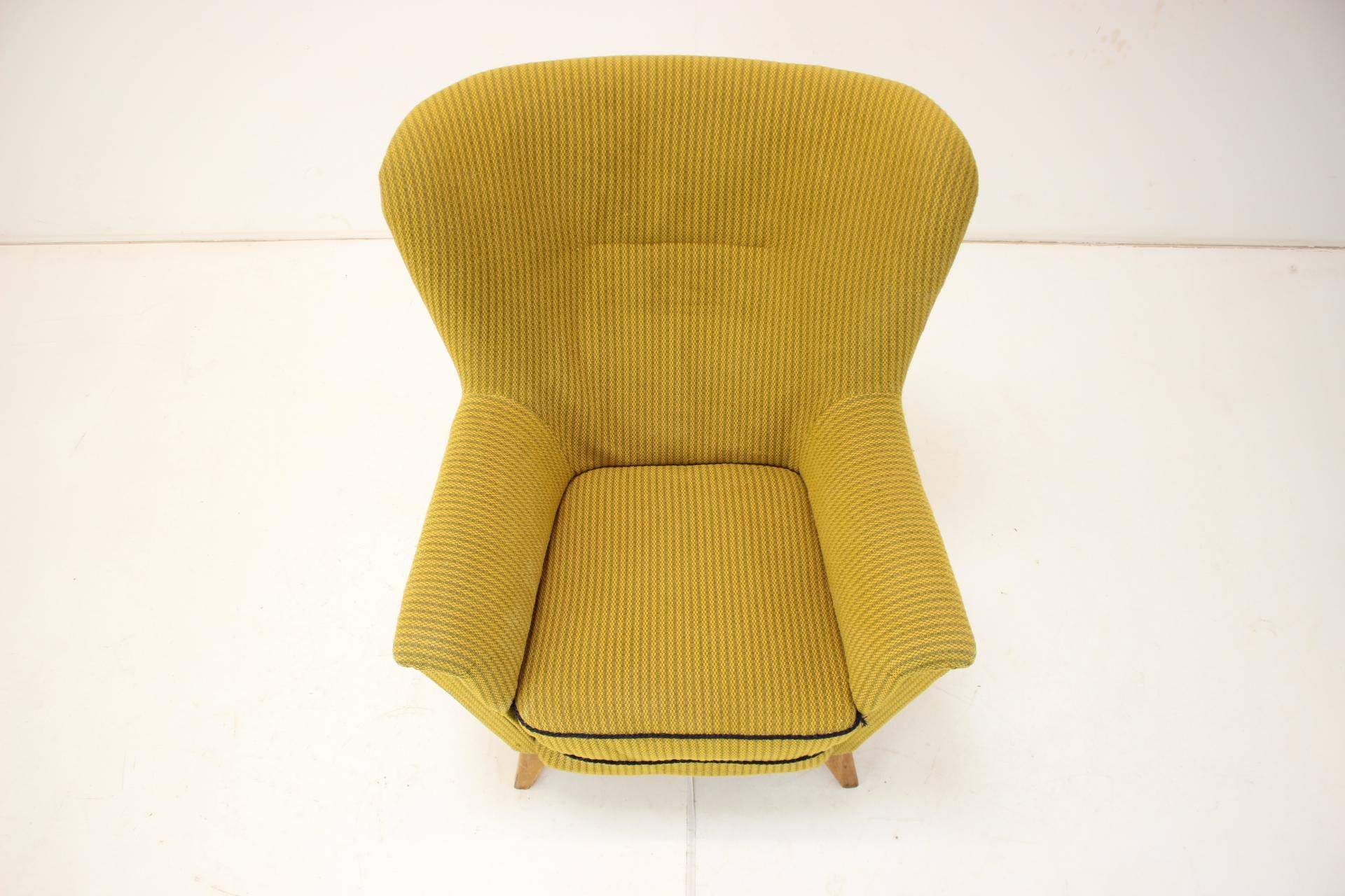 Fabric  Wing Armchair, Czechoslovakia, 1950s.  For Sale