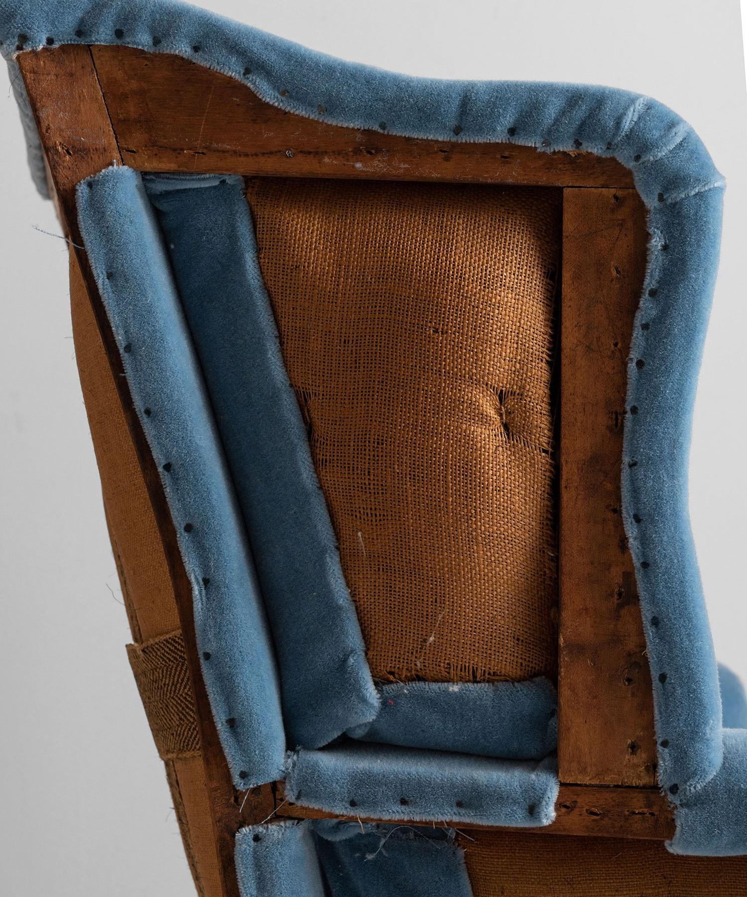 19th Century Wing Armchair in 100% Mohair Velvet