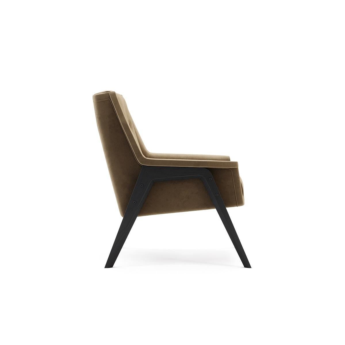European Wing Armchair with Ottoman Upholstered in Custom Velvet Color For Sale