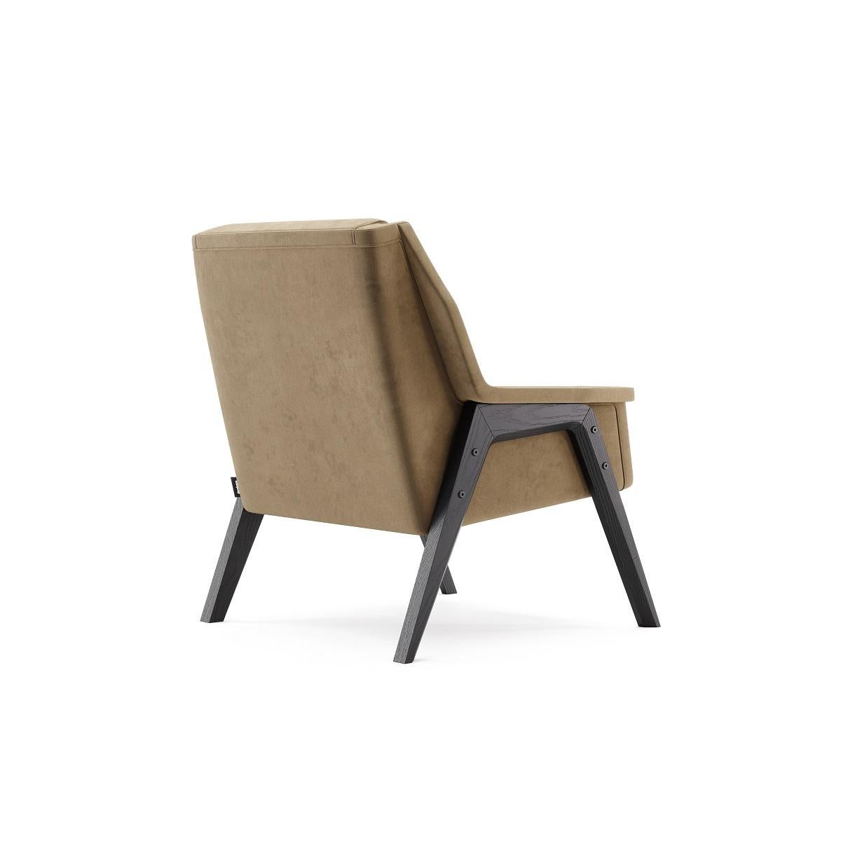 Wing Armchair with Ottoman Upholstered in Custom Velvet Color In New Condition For Sale In NEW YORK, NY