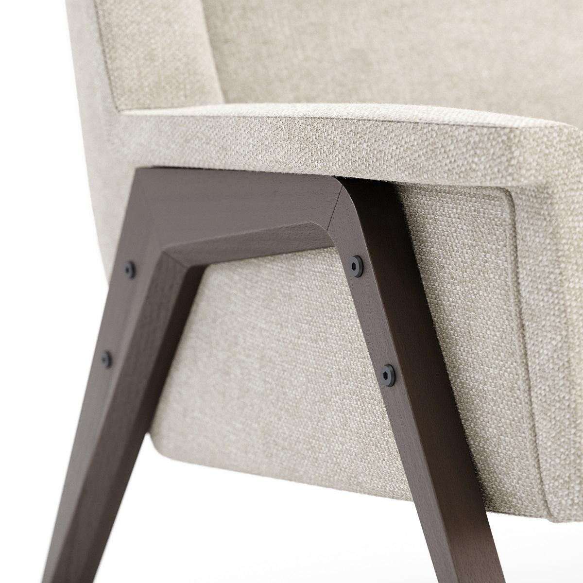 Contemporary Wing Armchair with Ottoman Upholstered in Custom Velvet Color For Sale